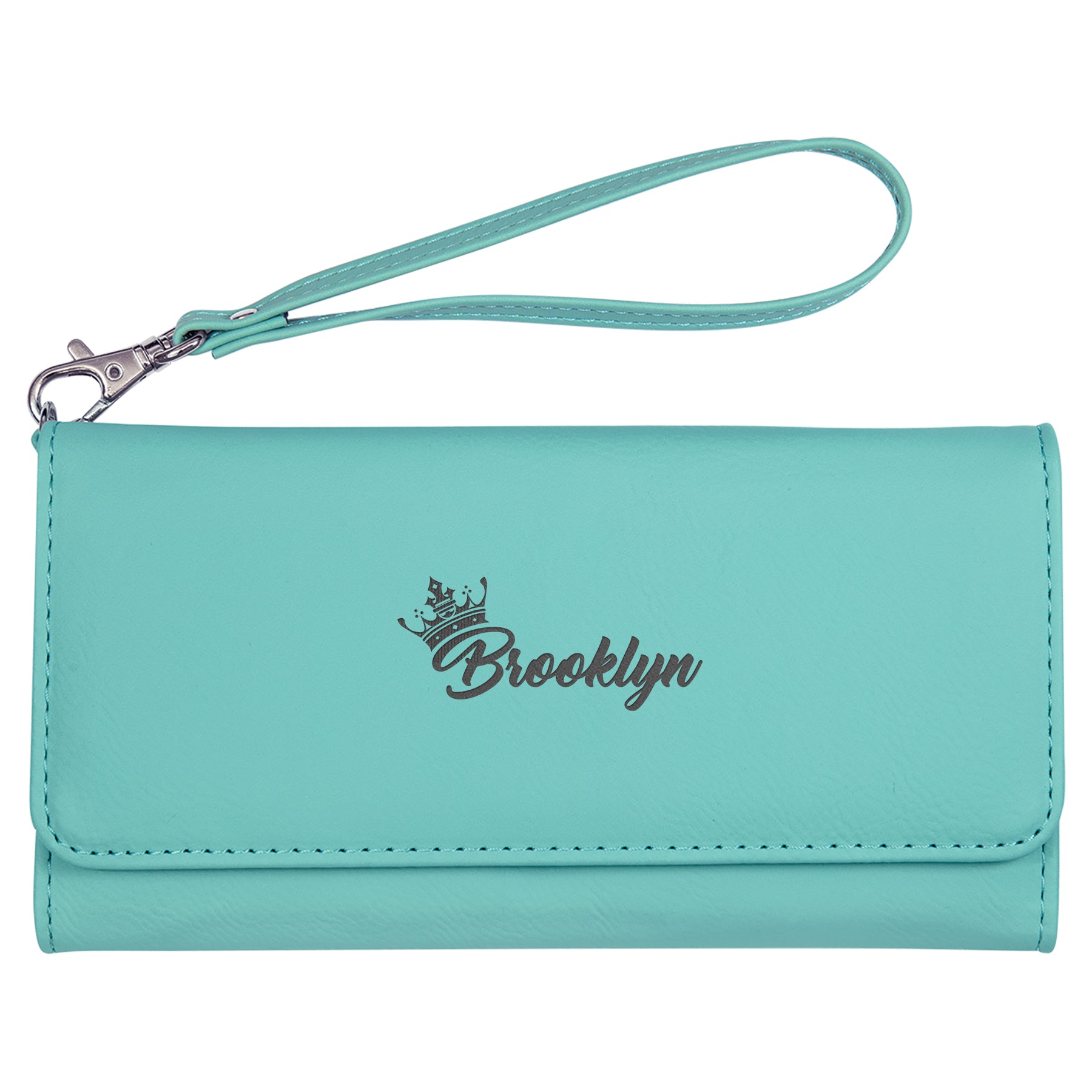 Premium Personalized Wallet For Women, Personalized Wallet For Women, Custom Name Teal Leatherette Wallet, Clutch For Women