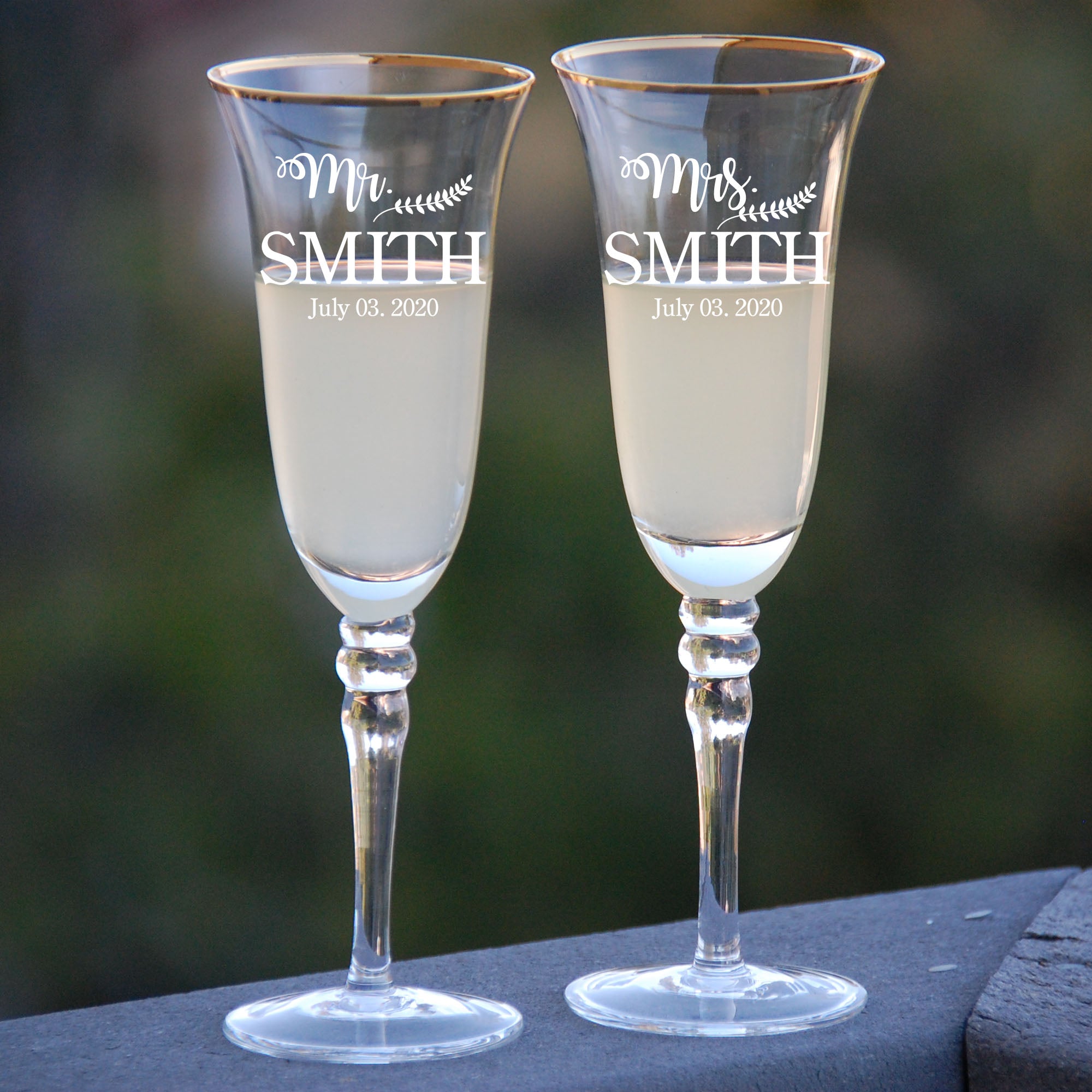 Krezy Case Set Of 2 Cheers A Champagne Glass, Precise Gift For Men & Moen, Ideal Personalized Mr. & Mrs. Engraved Glassware With Box