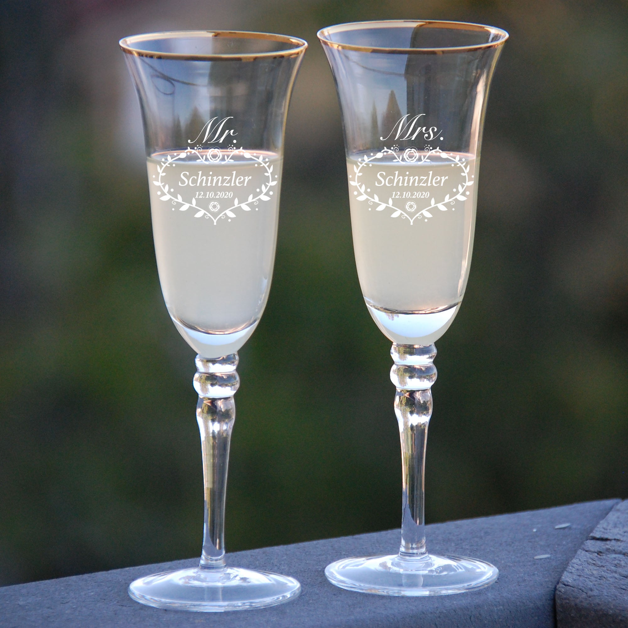 Personalized Champagne Flutes For The Newlyweds' Young Couple With Engraved Beautiful Box, For A Special Celebration (Mr. And Mrs. Glass Of Bubbly)