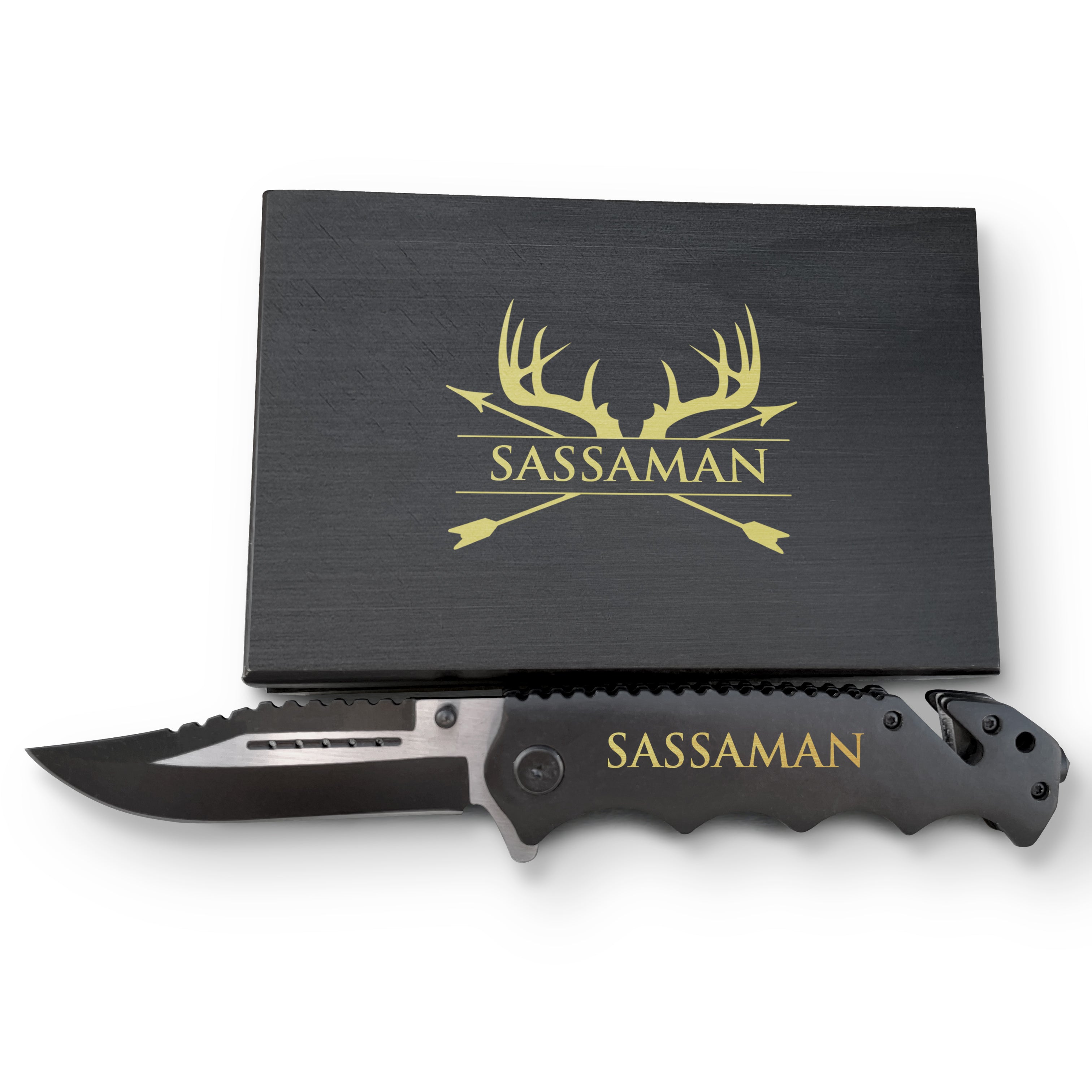 Premium Personalized Knife with Glass Breaker, Multi-Purpose Knife with Engraved Box, 'Saasaman' Engraved Customized Knife, Best Multi-Purpose Knife for Kitchen and Safety Survival