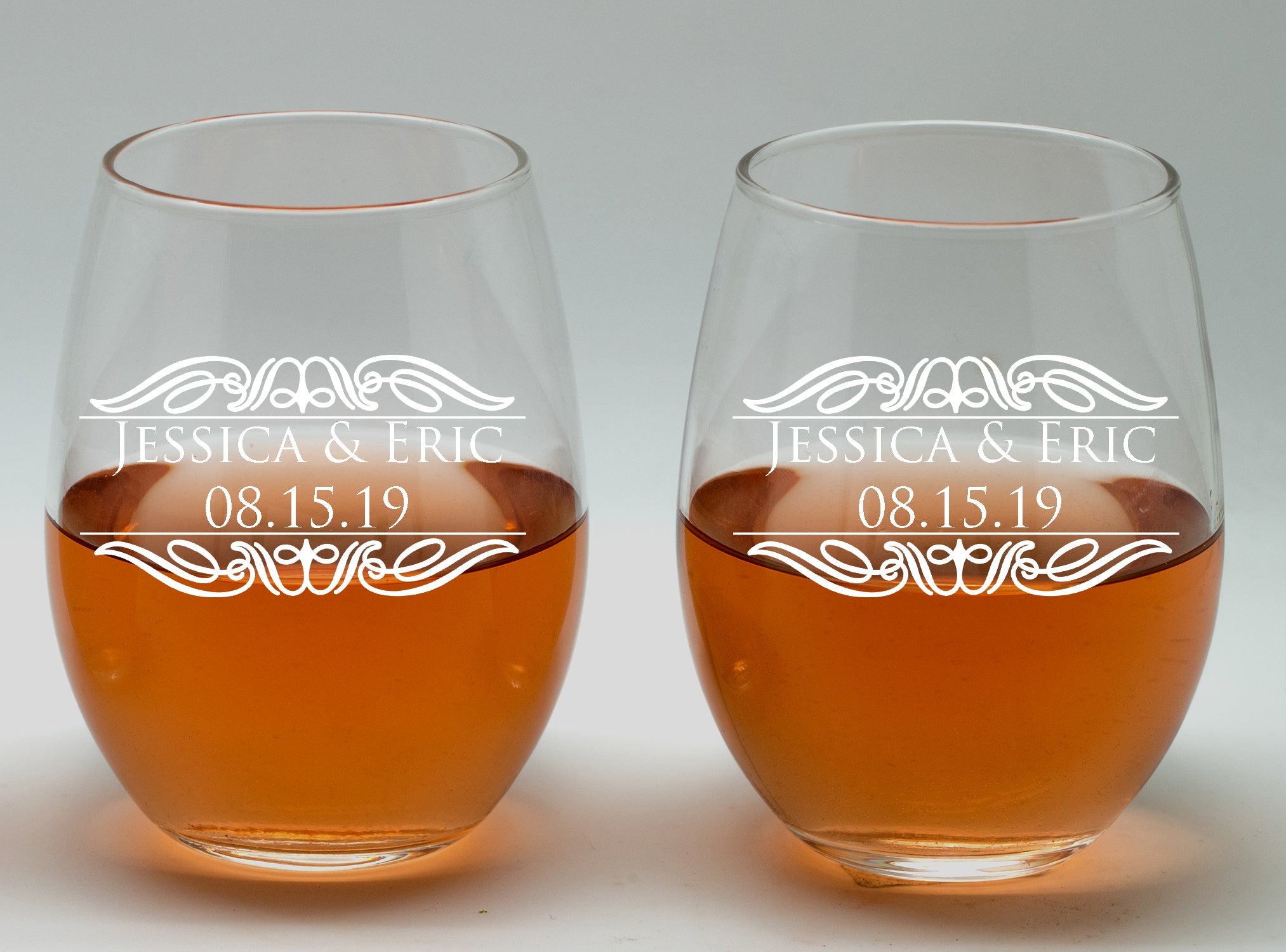 Personalize Couple wine glasses,20oz Etched Stemless Wine Glasses for Couples, Perfect Engagement gift,Bridal shower gift, Wedding party, achelorette Party,Anniversary gift