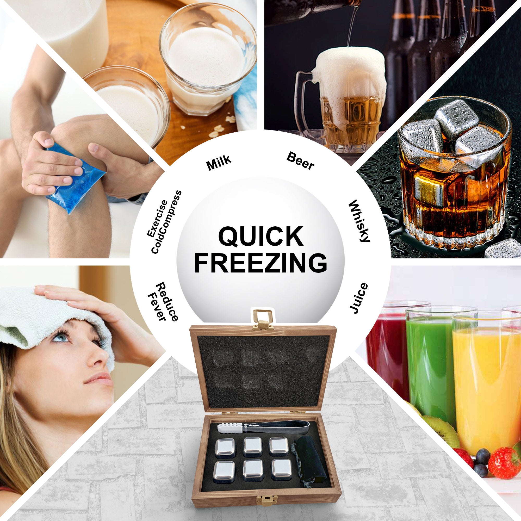 Personalized Whiskey Chilling Stones Gift Set - Reusable Stainless Steel Stone Set for Scothc or Burbon - Elegant Stone