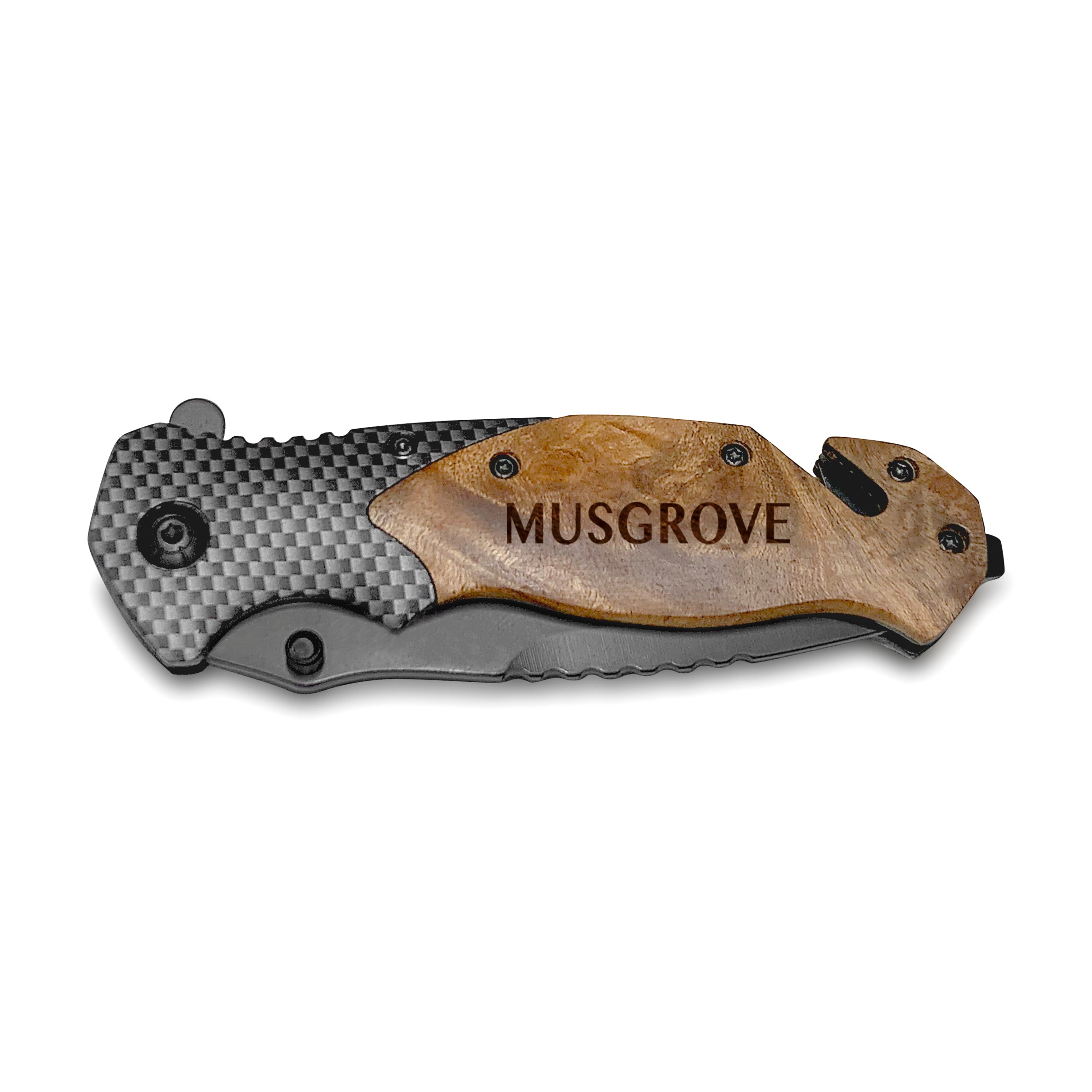 Krezy Case Customized Knife For Father, Pocket Knife Gift, Personalized Stainless Steel Carbon Fiber With Engraved Wooden Box, Engraved Pocket Knife