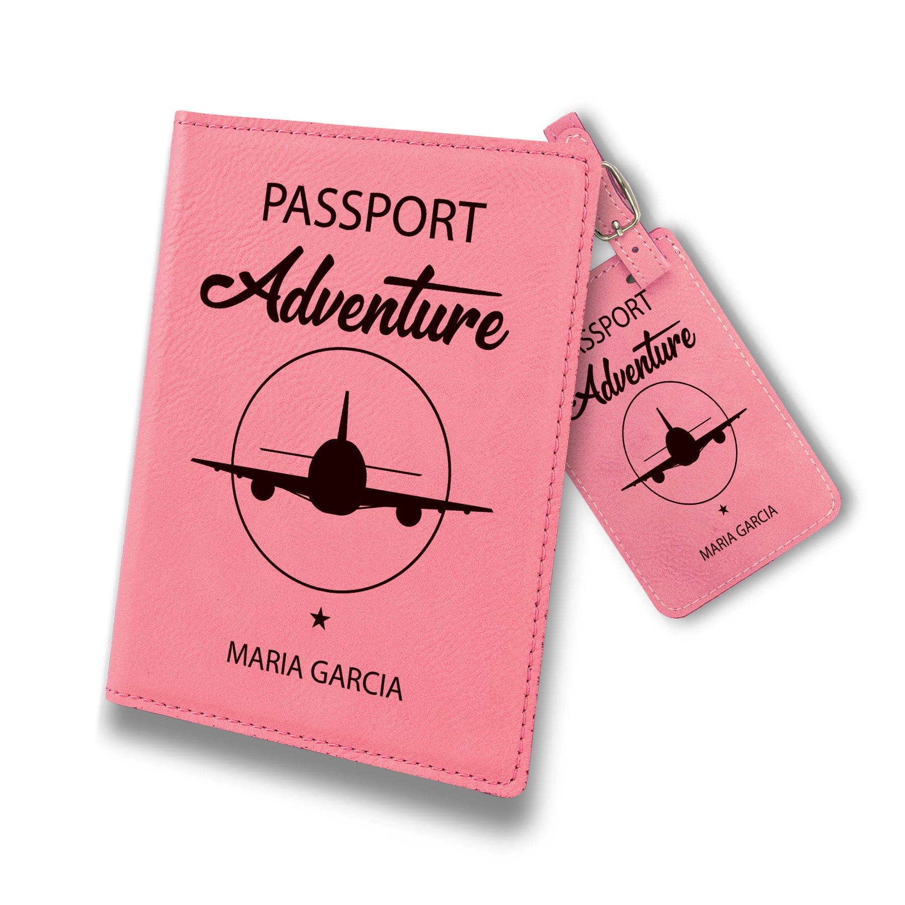 Travel Accessories, Premium Leatherette Passport Case, Custom Engraved Passport and Luggage Tag, Leather Passport Holder, Personalized Passport and Luggage Tag for Men and Women