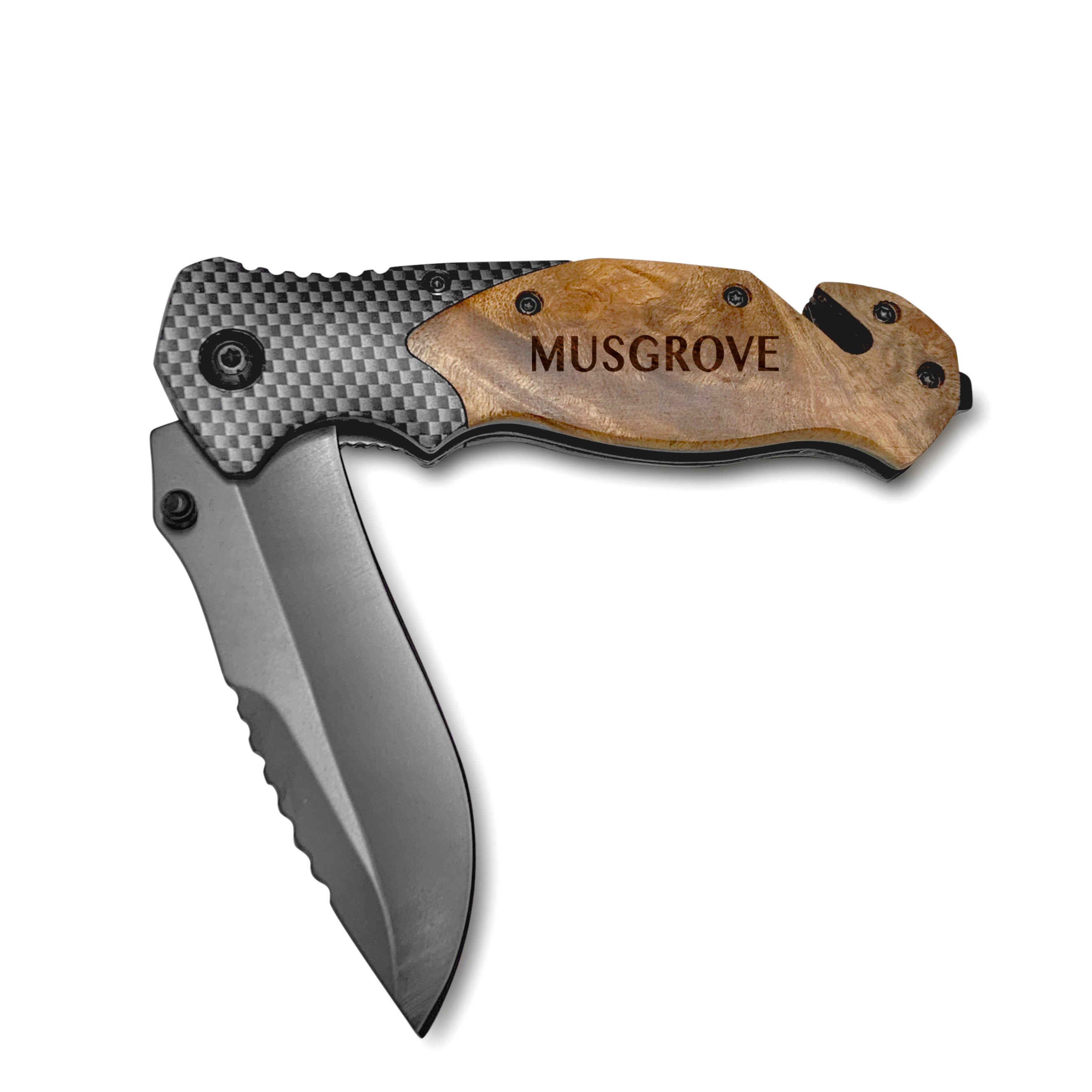 Krezy Case Customized Knife For Father, Pocket Knife Gift, Personalized Stainless Steel Carbon Fiber With Engraved Wooden Box, Engraved Pocket Knife