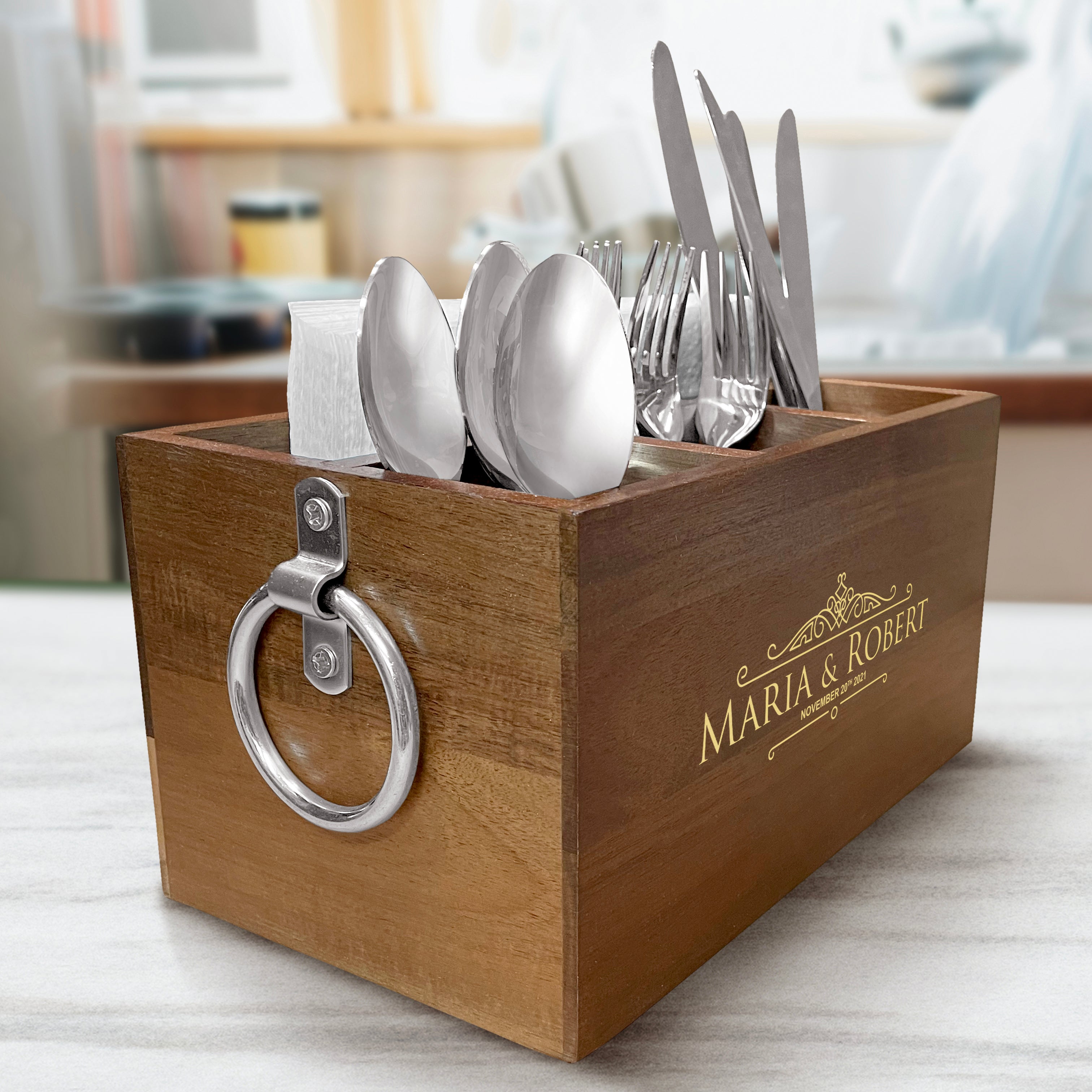 Personalized Decorative Caddy - Wood Kitchen Cooking Utensil Holder - Kitchen Utensil Holder