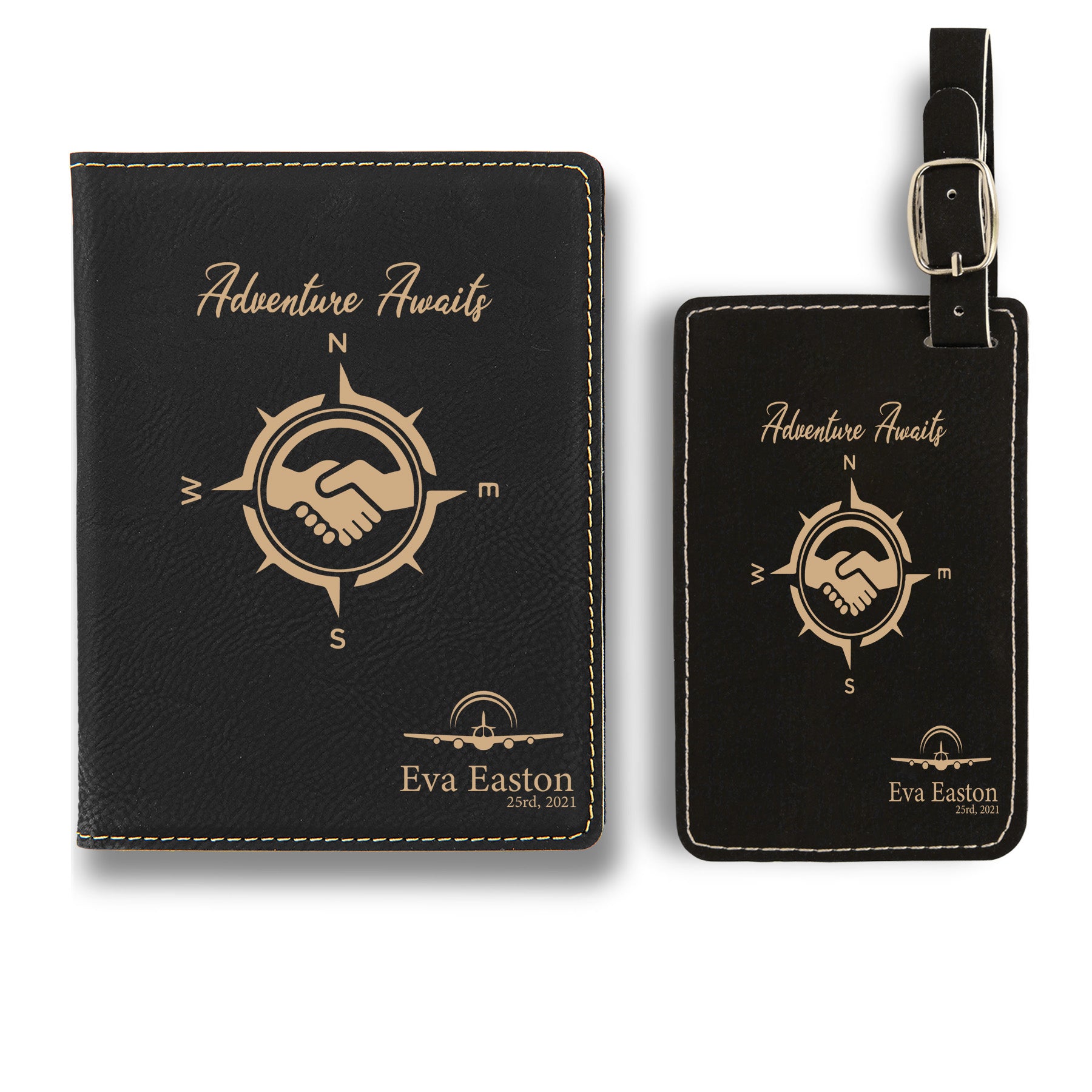 Premium Personalized Passport Cover, Passport Holder + Luggage Tag, Engraved Luggage Tag, Engraved Passport Holder Luggage Tag, Passport Cover Set, Leather Passport Cover