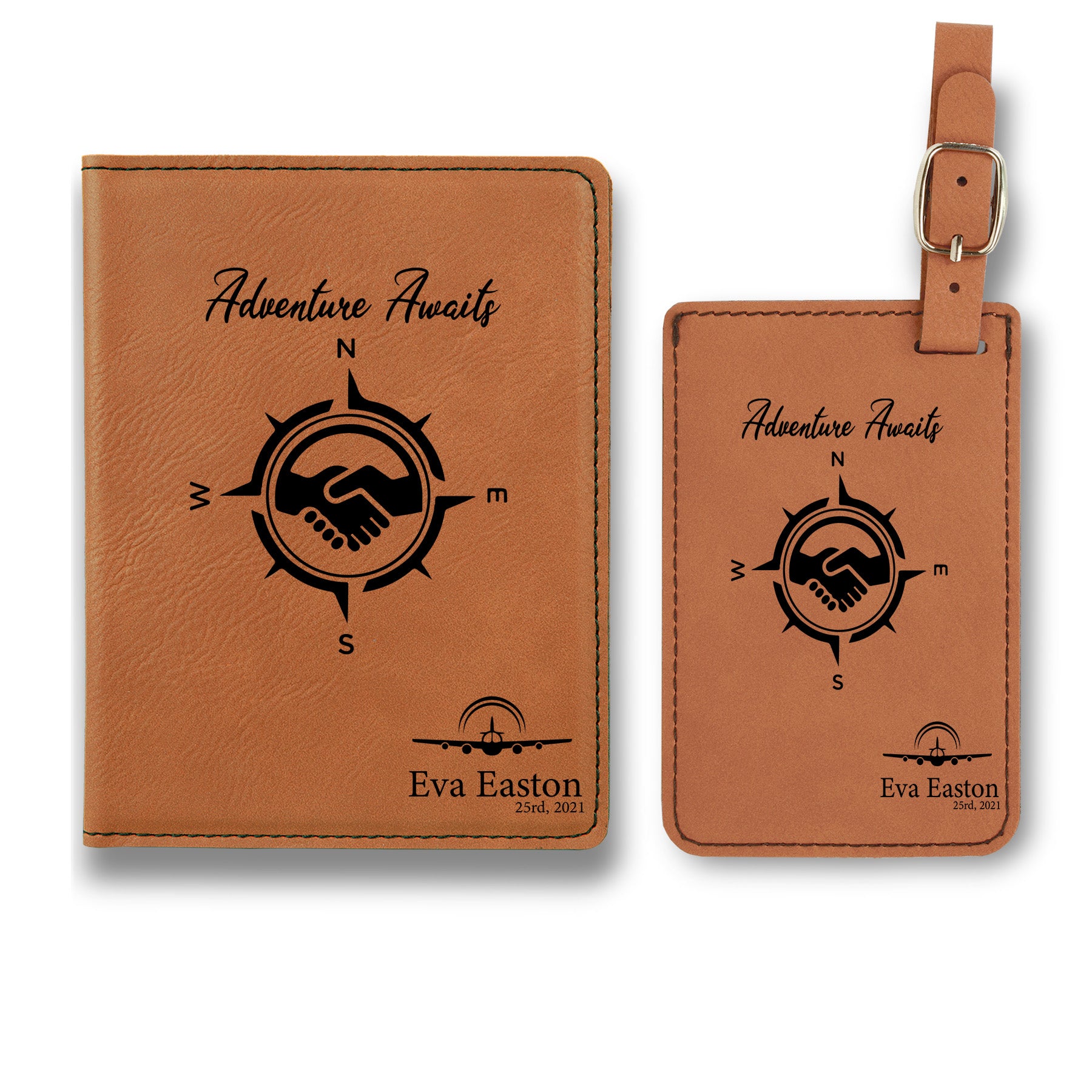 Premium Personalized Passport Cover, Passport Holder + Luggage Tag, Engraved Luggage Tag, Engraved Passport Holder Luggage Tag, Passport Cover Set, Leather Passport Cover