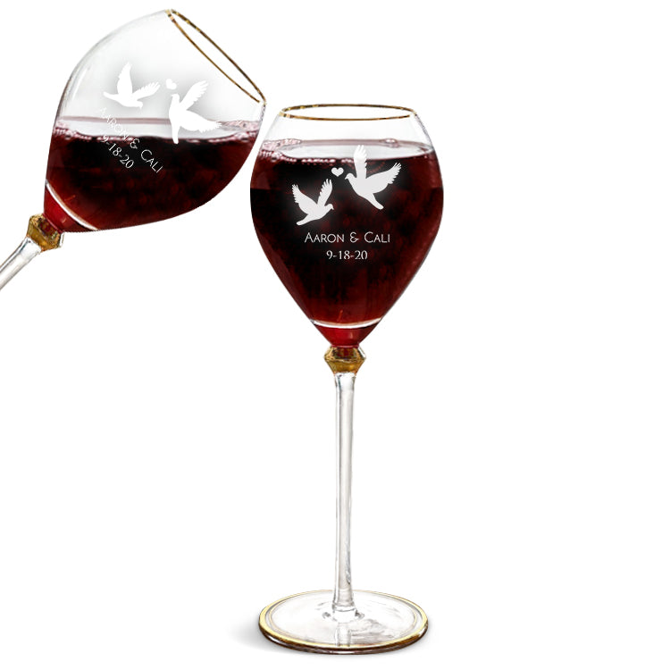 New Customized Engraved Wine Glasses For Couple, Professional Customized Wine Glasses For Him and Her, Best Gift For Couple Wedding Wine Glass