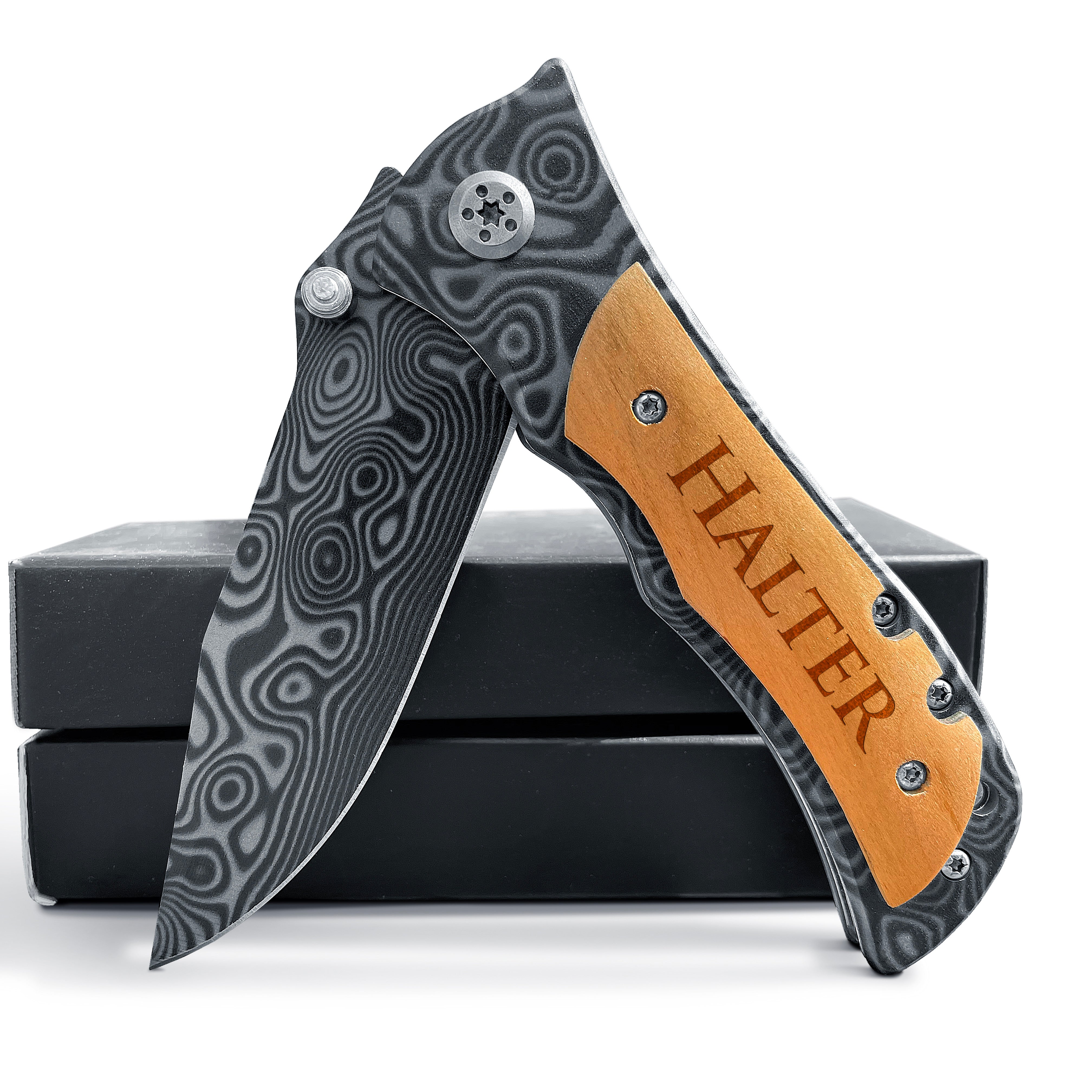 Personalized Engraved Knife For Men set of 4, Pocket Knife For Groomsmen, Engraved Pocket Knife For Daily Use, Customized Pocket Knife With Wooden Box