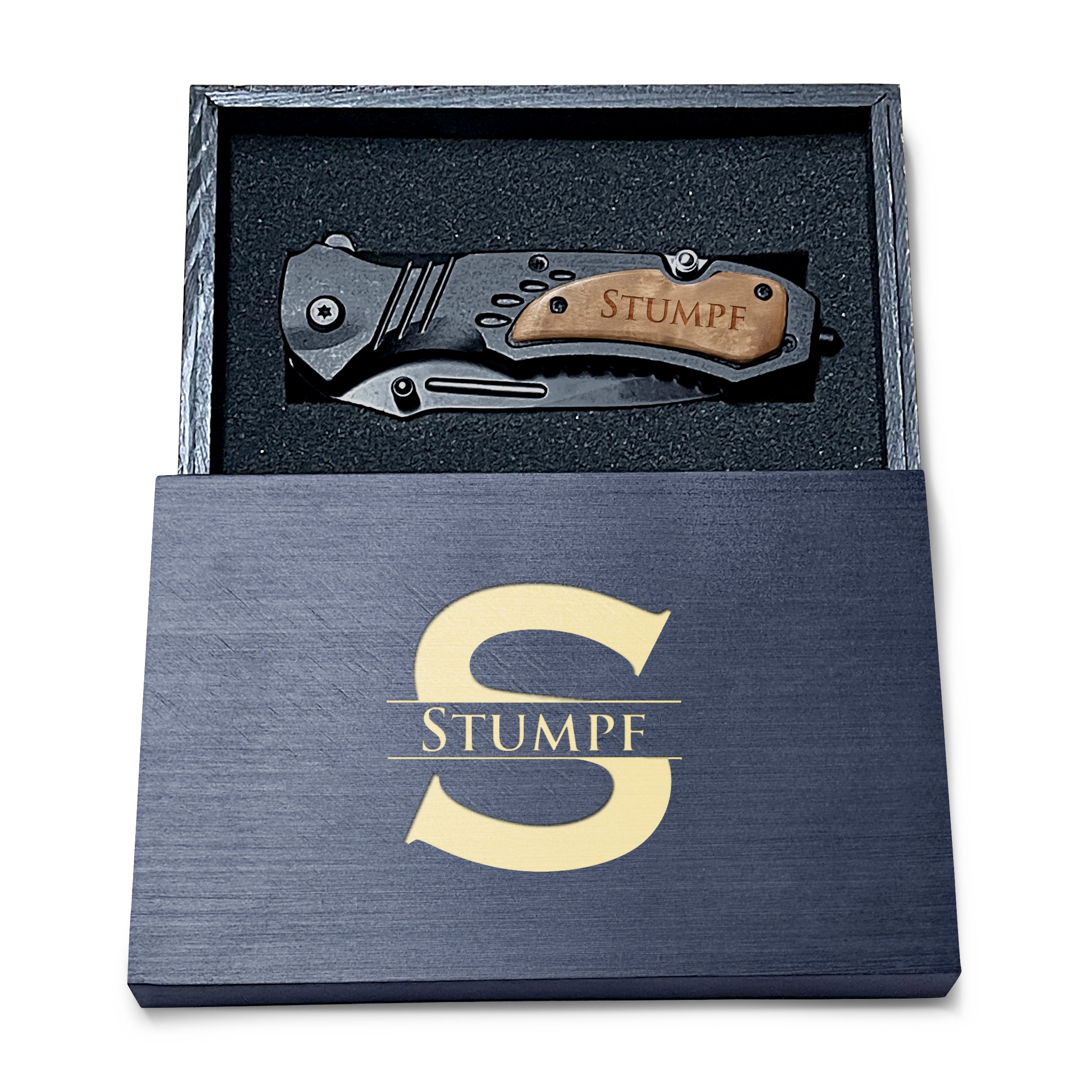 Assisted Opening Pocket Knife With Wooden Box
