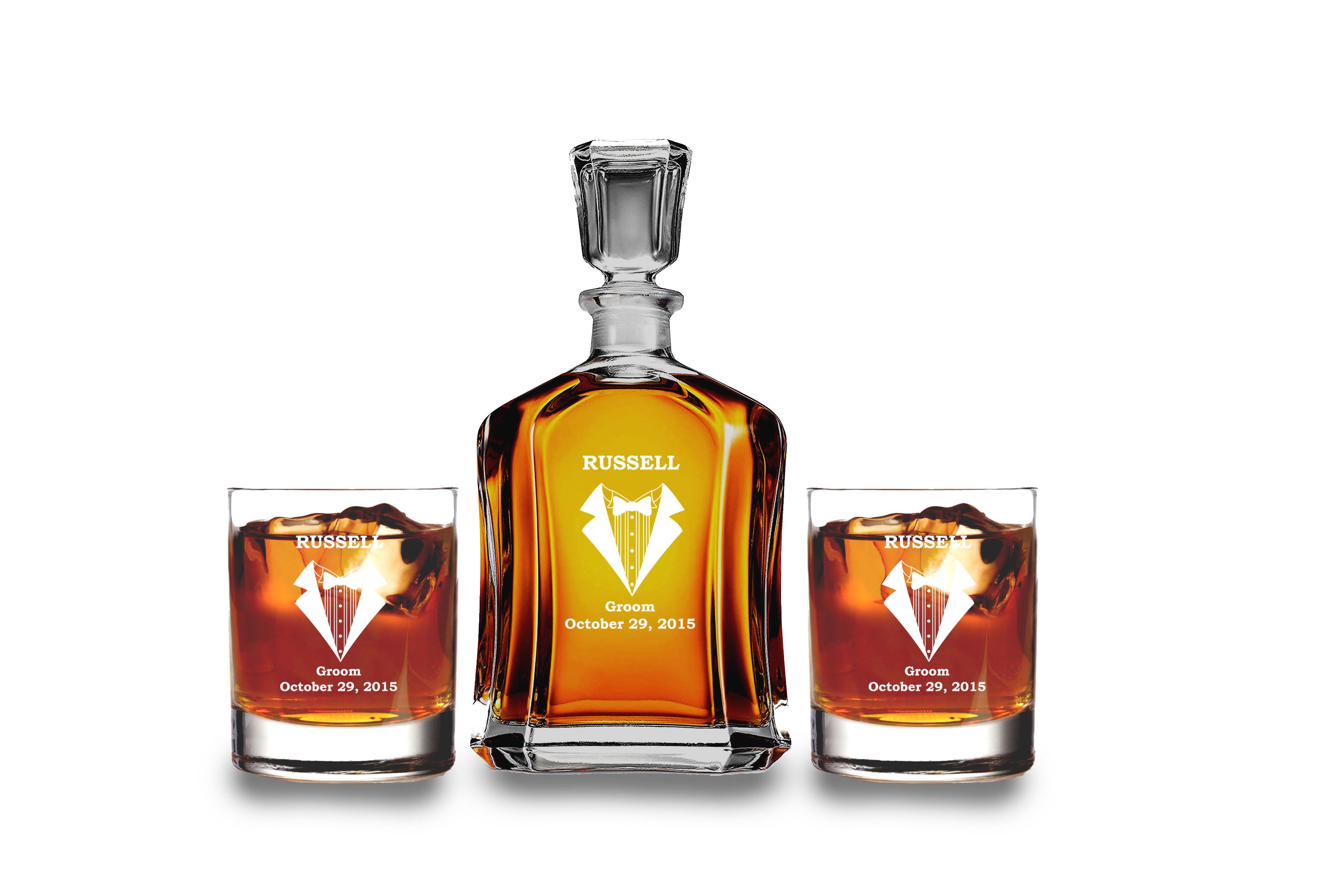 Personalized Whiskey Decanter Set -Groomsmen Gift - Whiskey Decanter Set , Groomsman Proposal Gift, Engraved Decanter for Whiskey, Groomsmen Gifts, Best Man Proposal Idea Gift