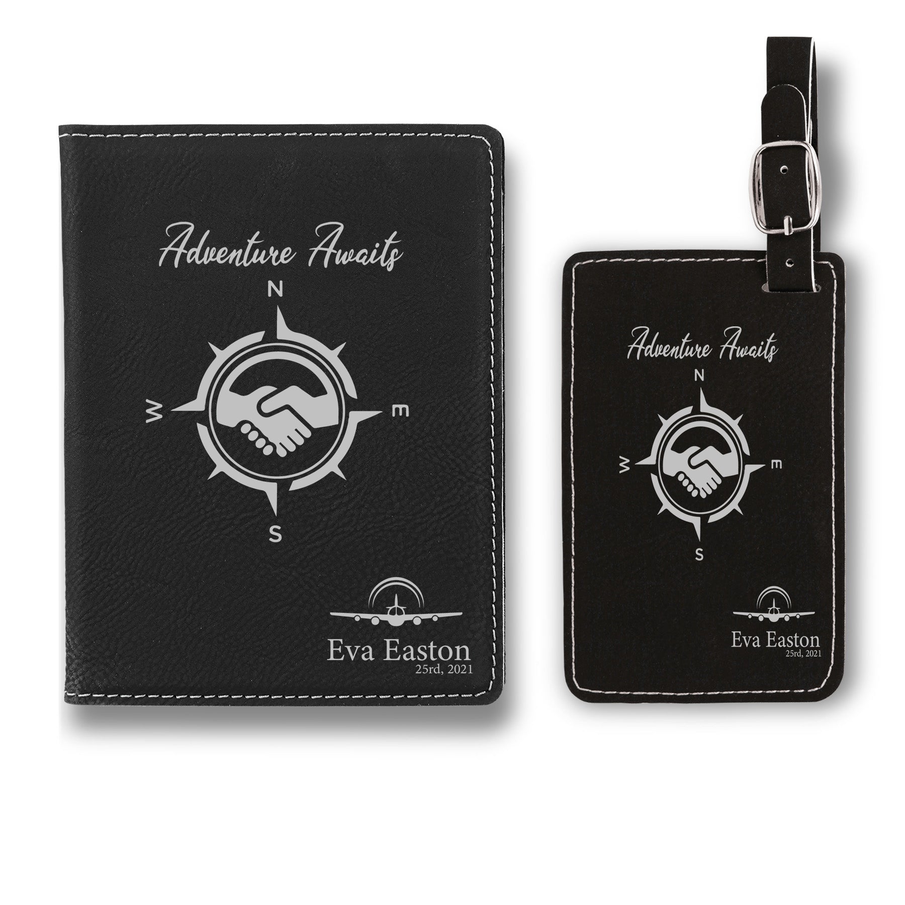 Premium Personalized Passport Cover, Passport Holder + Luggage Tag, Engraved Luggage Tag, Engraved Passport Holder Luggage Tag, Passport Cover Set, Leather Passport Cover