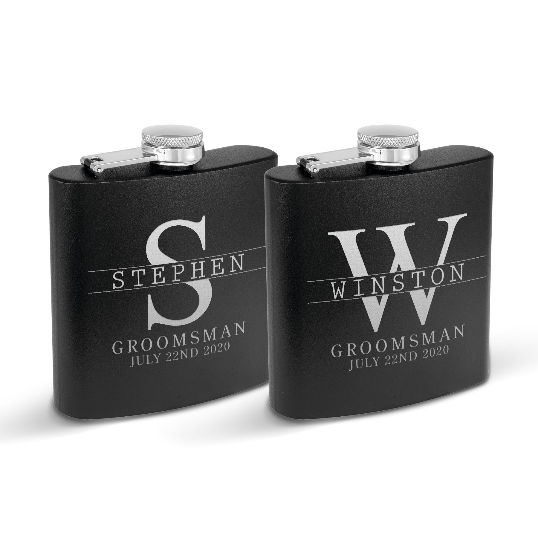 Krezy Case Set of 2 Personalized Groomsmen Flask for wedding, Groom Bestman Groomsmen Praposal flask, 6 oz Stainless Steel Flask, Cool unique hip Flask