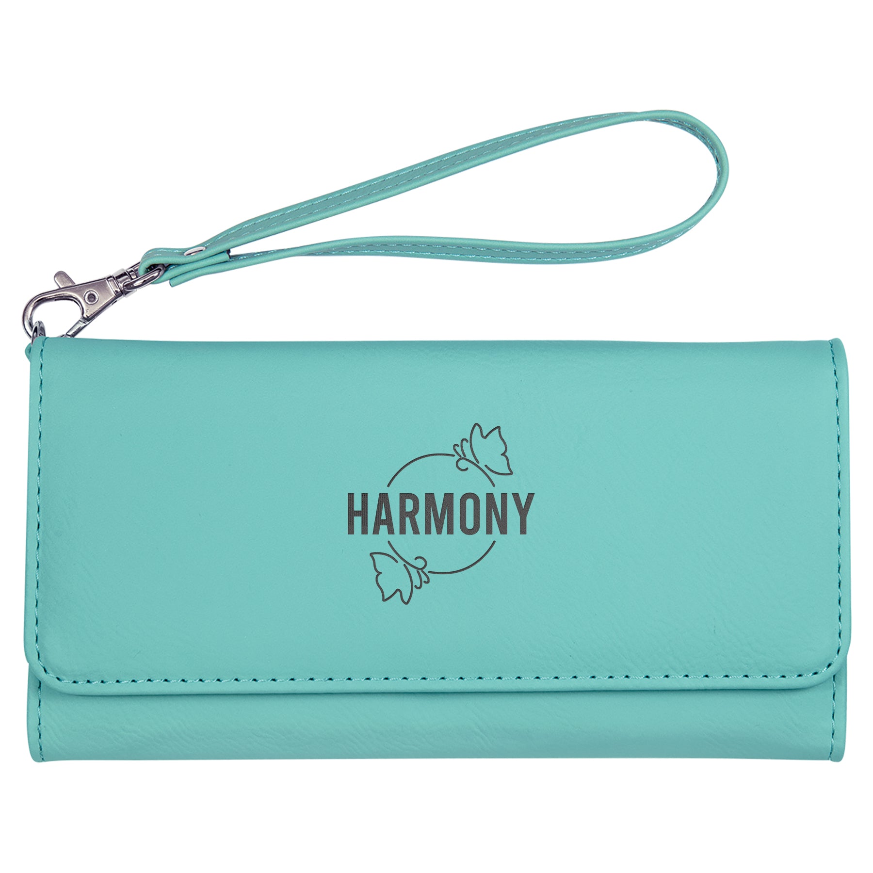 Teal Leatherette Credit Card Holder Wallet For Women