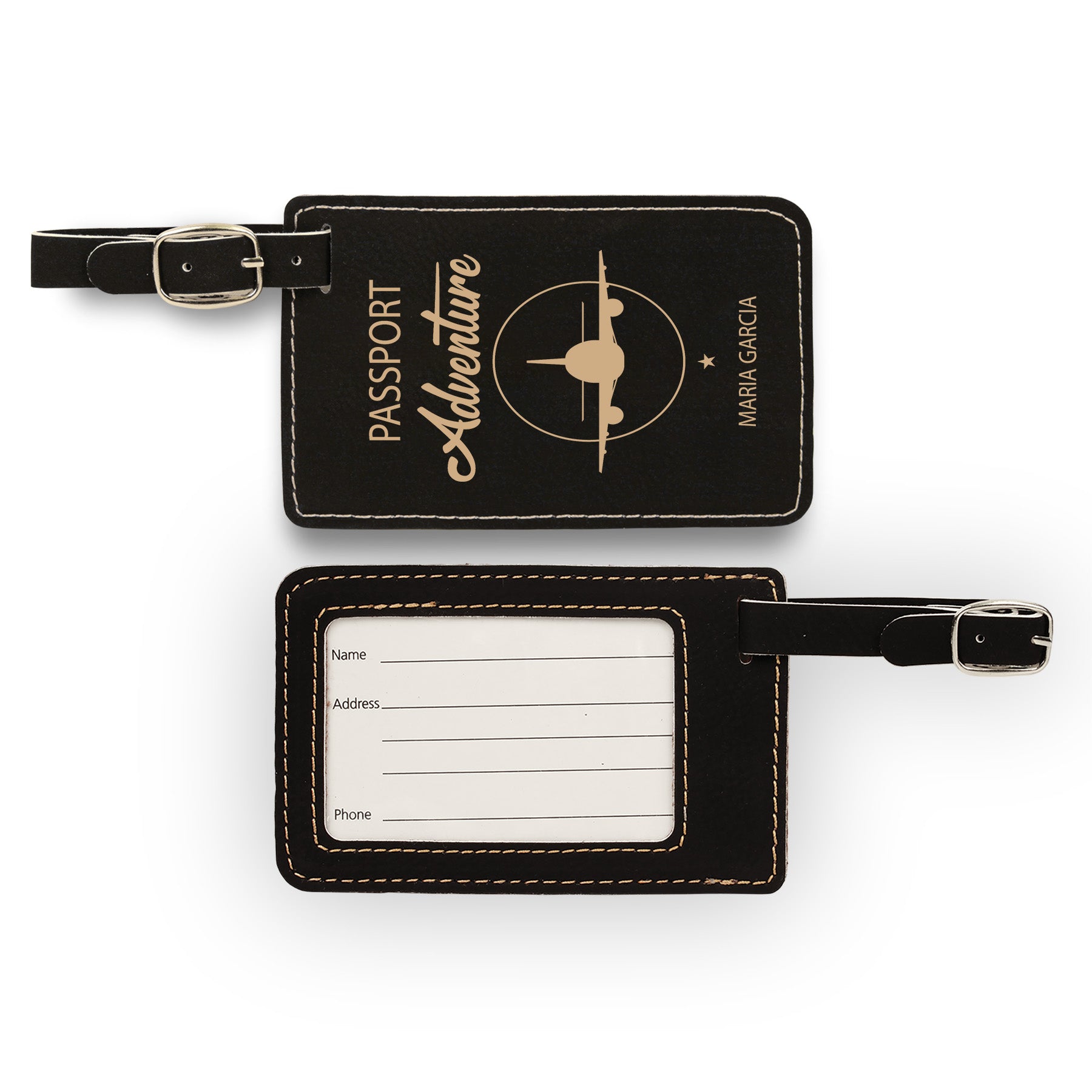 Travel Accessories, Premium Leatherette Passport Case, Custom Engraved Passport and Luggage Tag, Leather Passport Holder, Personalized Passport and Luggage Tag for Men and Women