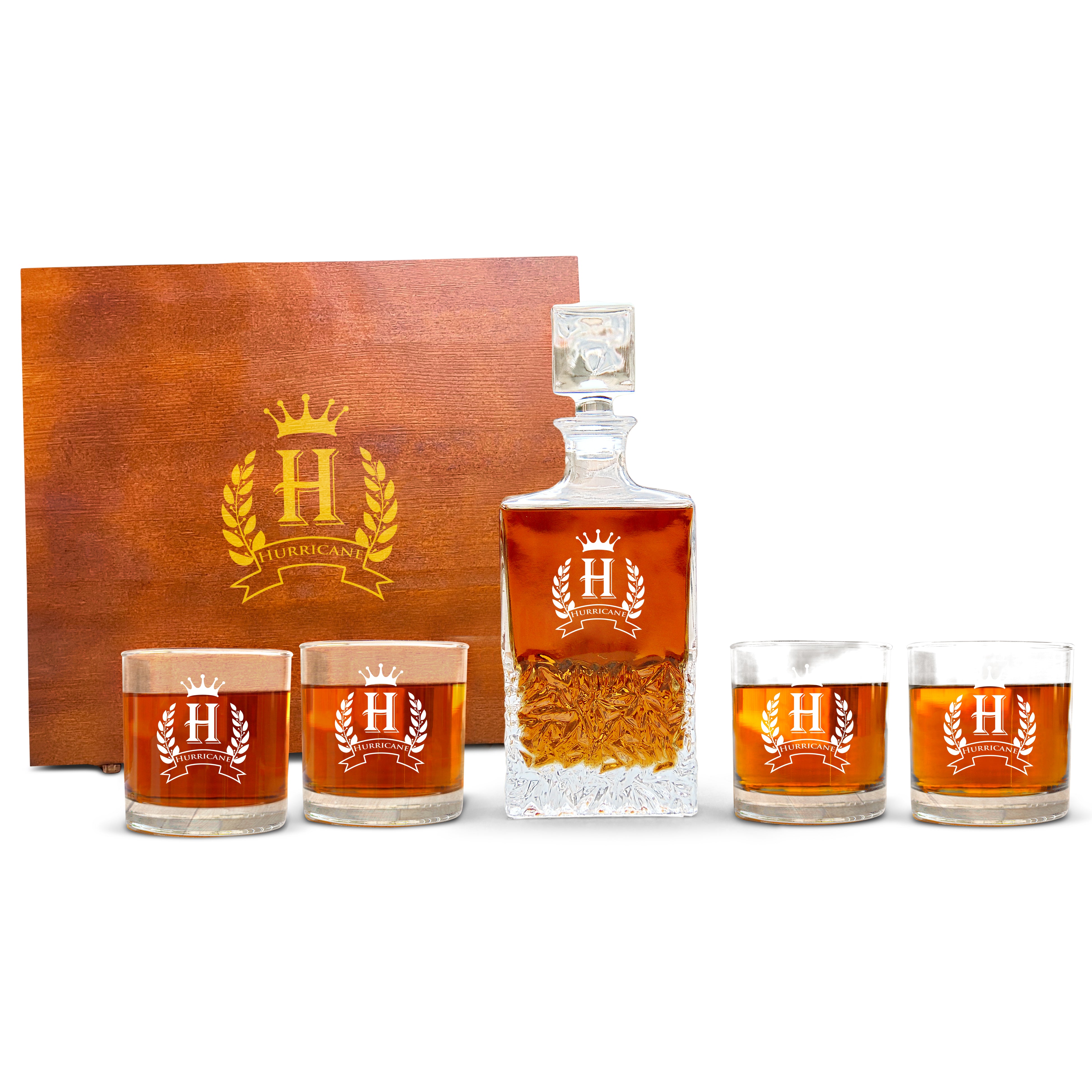 Custom Engraved Personalized Decanter With Crafted Wooden Box