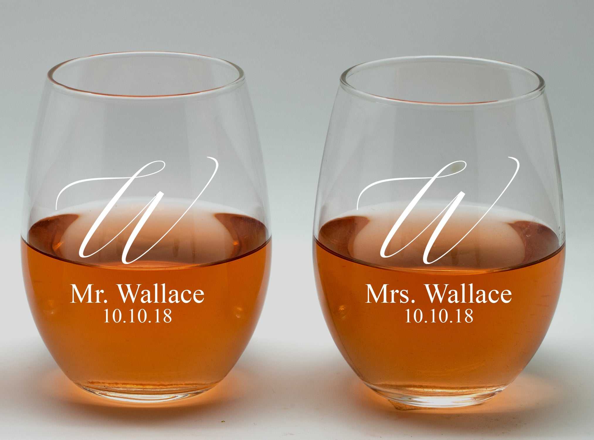 Personalize Couple wine glasses,20oz Etched Stemless Wine Glasses for Couples, Perfect Engagement gift,Bridal shower gift, Wedding party, achelorette Party