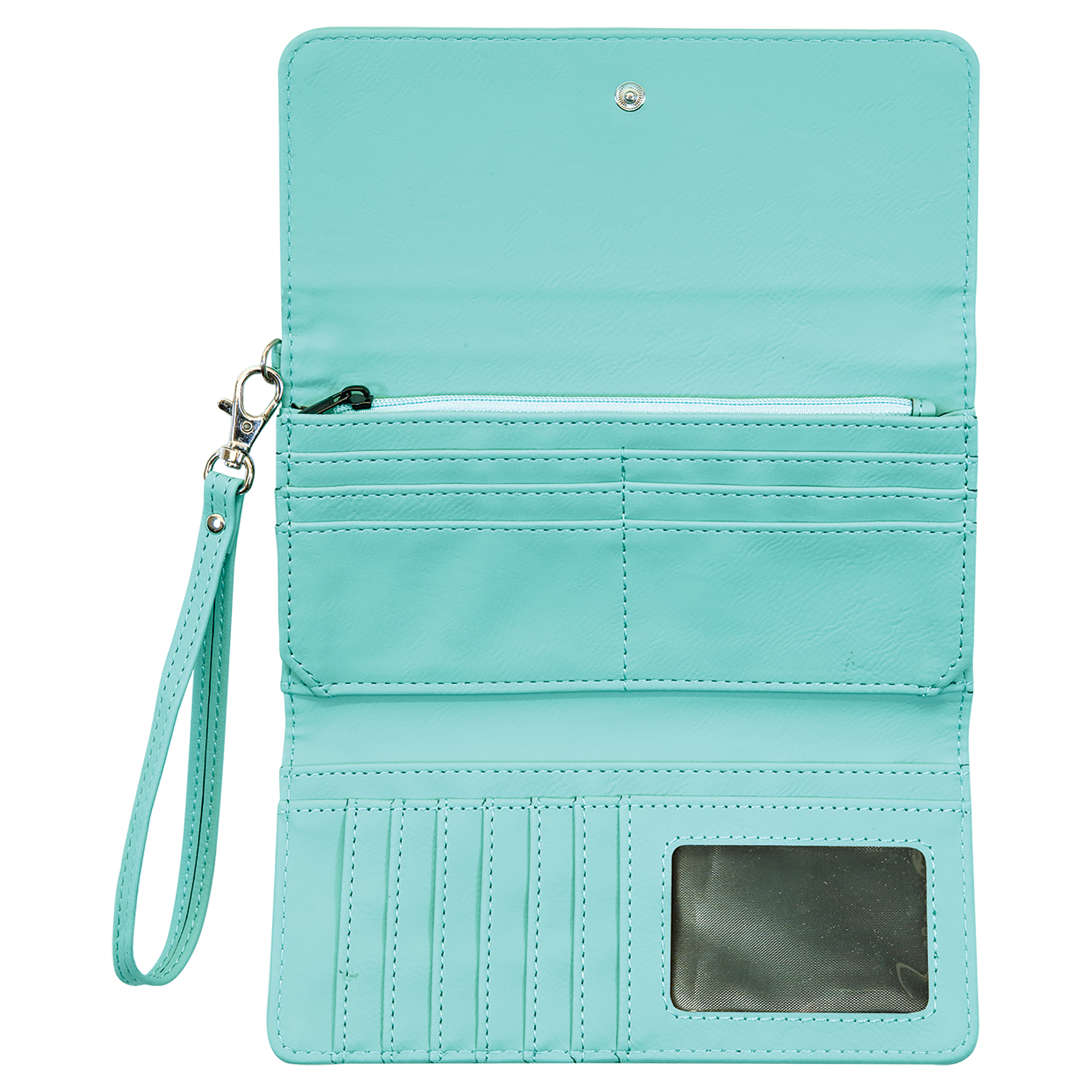 Teal Leatherette Credit Card Holder Wallet For Women