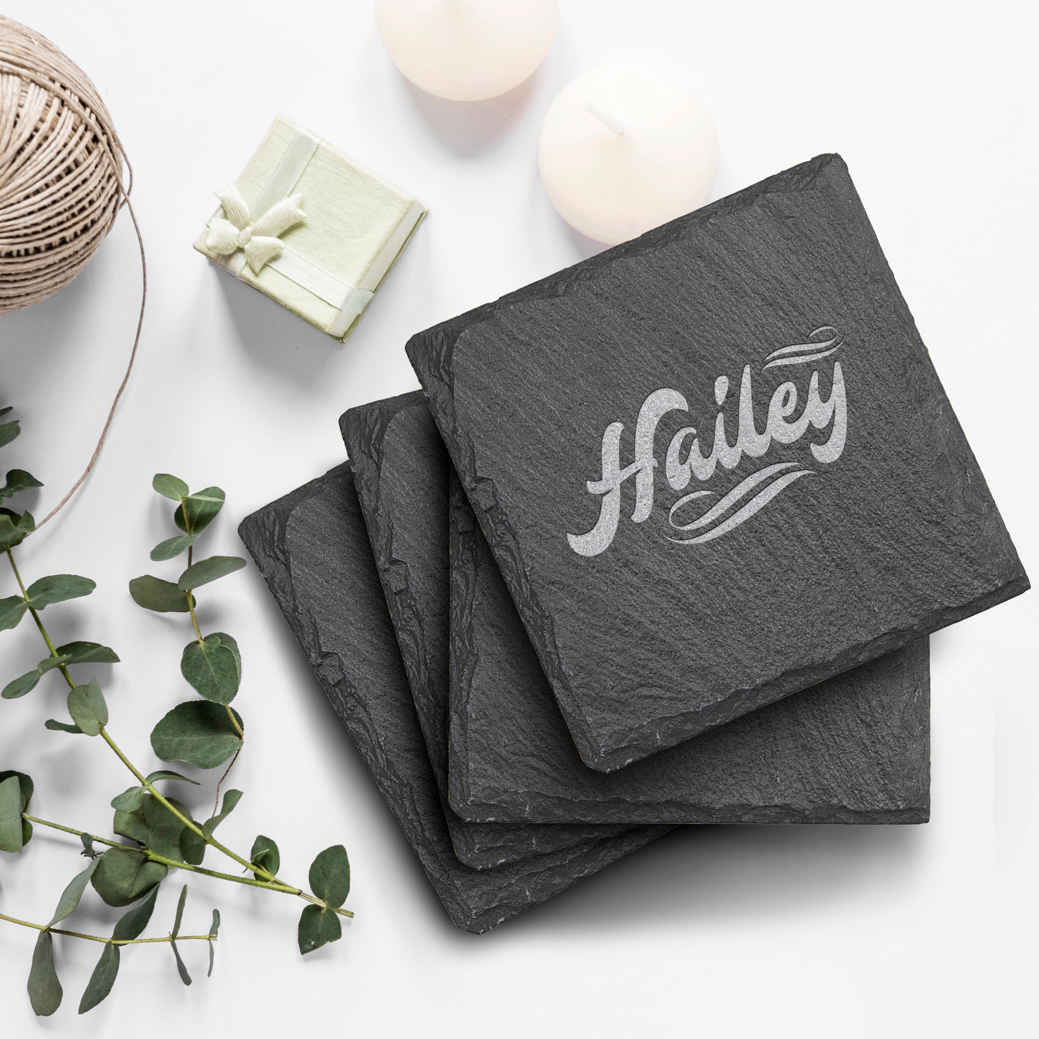 Krezy Case Custom Slate Coasters, Personalized Coaster Set For Drinks, Personalized Coasters For Beverage, Engraved Slate Coasters, Custom Slate Coasters Personalized