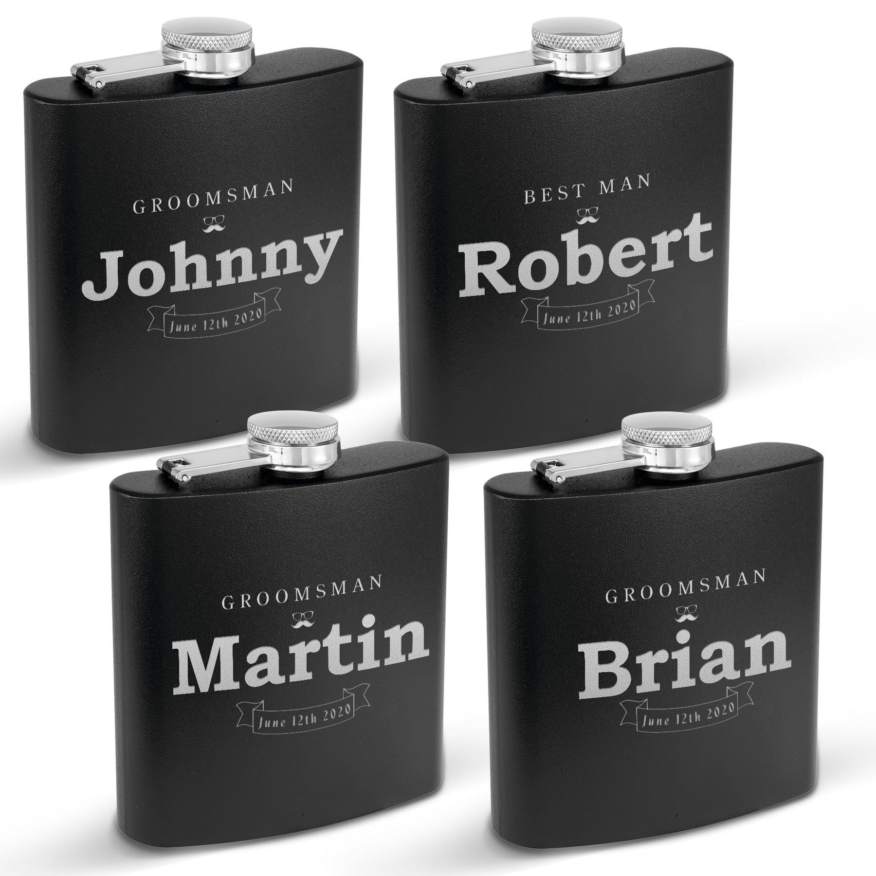 Groomsmen Gifts Set of 4 Flask - Gift for Groomsmen - Groomsman Gift - Groomsmen Flasks - Personalized Flasks for Groomsmen - Flasks for Groomsman