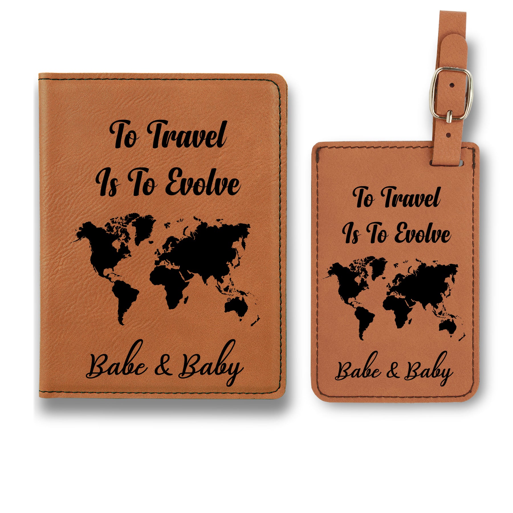 Travel Quote Personalized Passport Set, Premium Leather Passport Holder Cover Case For Men and Women, Custom Passport Cover Case, Luggage Tag