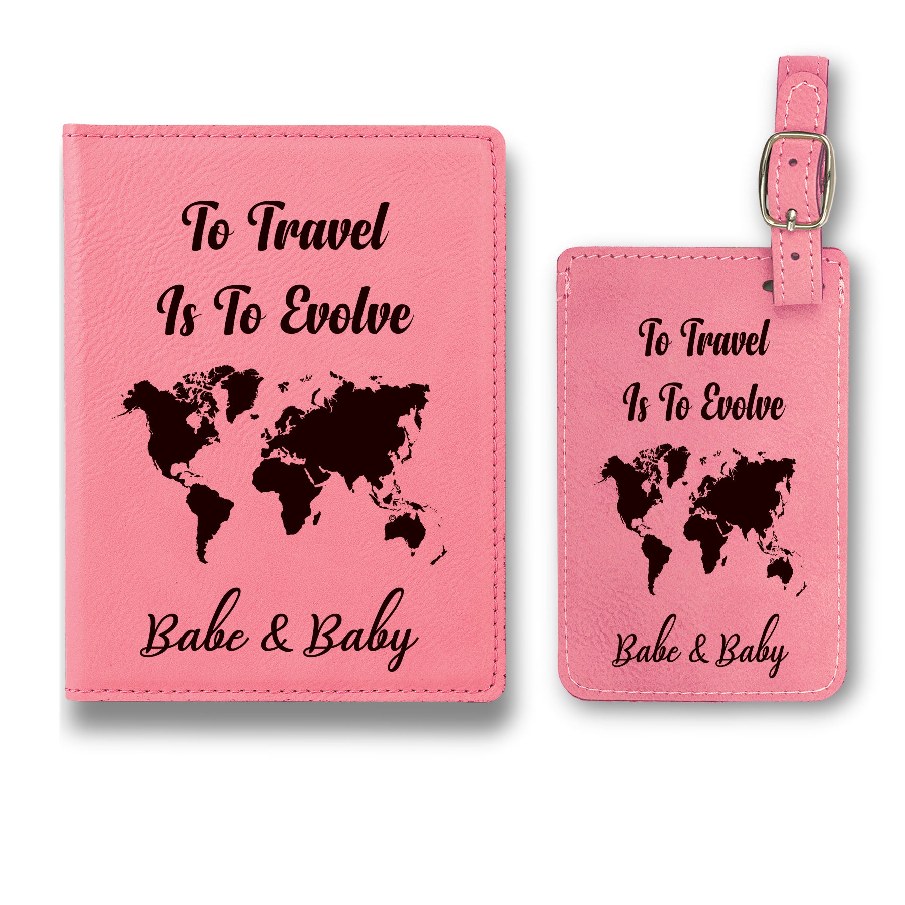 Travel Quote Personalized Passport Set, Premium Leather Passport Holder Cover Case For Men and Women, Custom Passport Cover Case, Luggage Tag