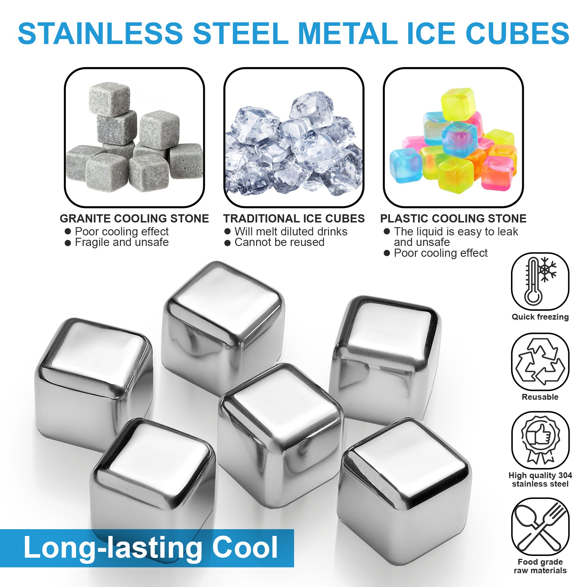 Personalized Whiskey Chilling Stones Gift Set - Reusable Stainless Steel Stone Set for Scothc or Burbon - Elegant Stone