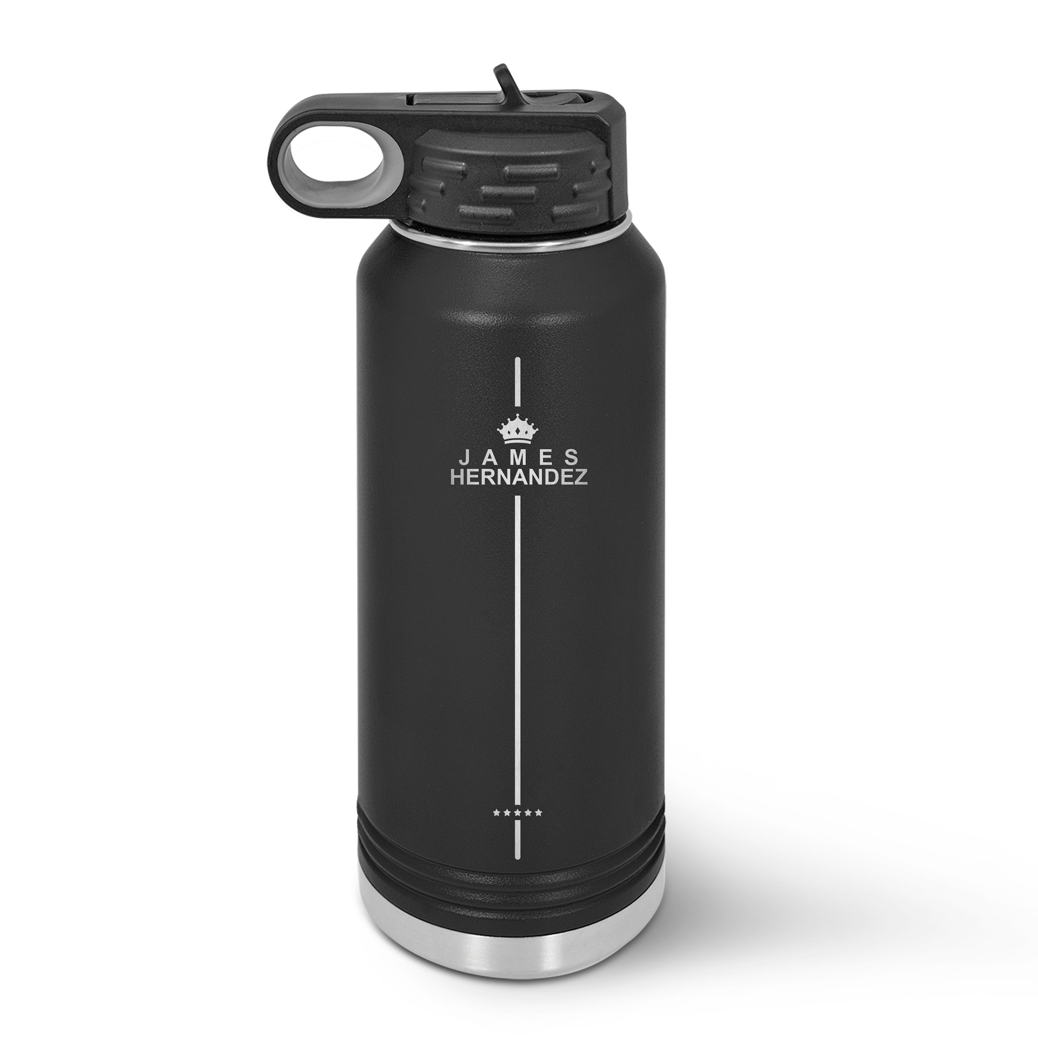 Personalized Water Bottle Gift, Custom Engraved Black Stainless Steel Drinkware, Customized Insulated Sports Water Bottle For Dad, Gift For Boy, Personalized Bottle