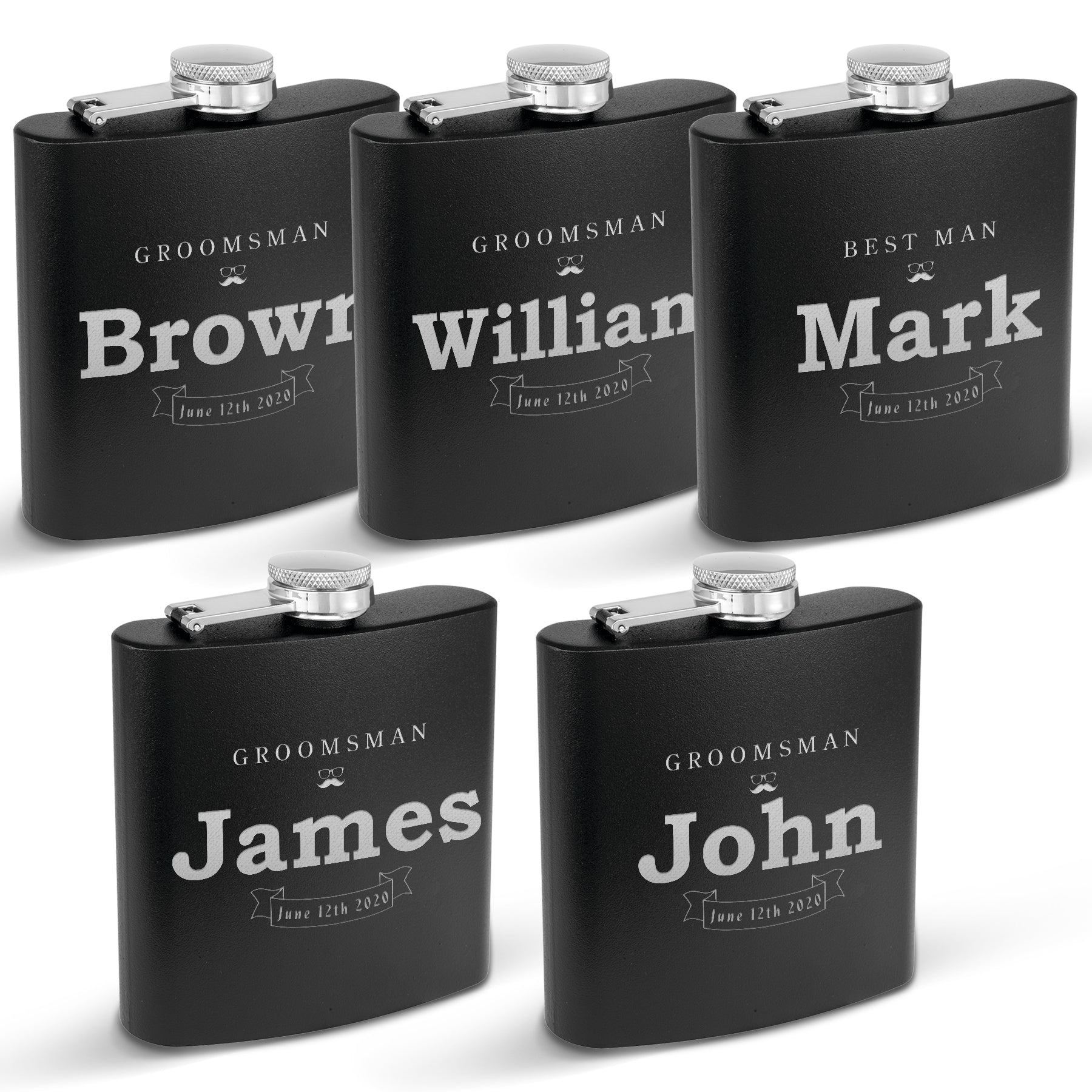 Groomsmen Gifts Set of 5 Flask - Gift for Groomsmen - Groomsman Gift - Groomsmen Flasks - Personalized Flasks for Groomsmen - Flasks for Groomsman
