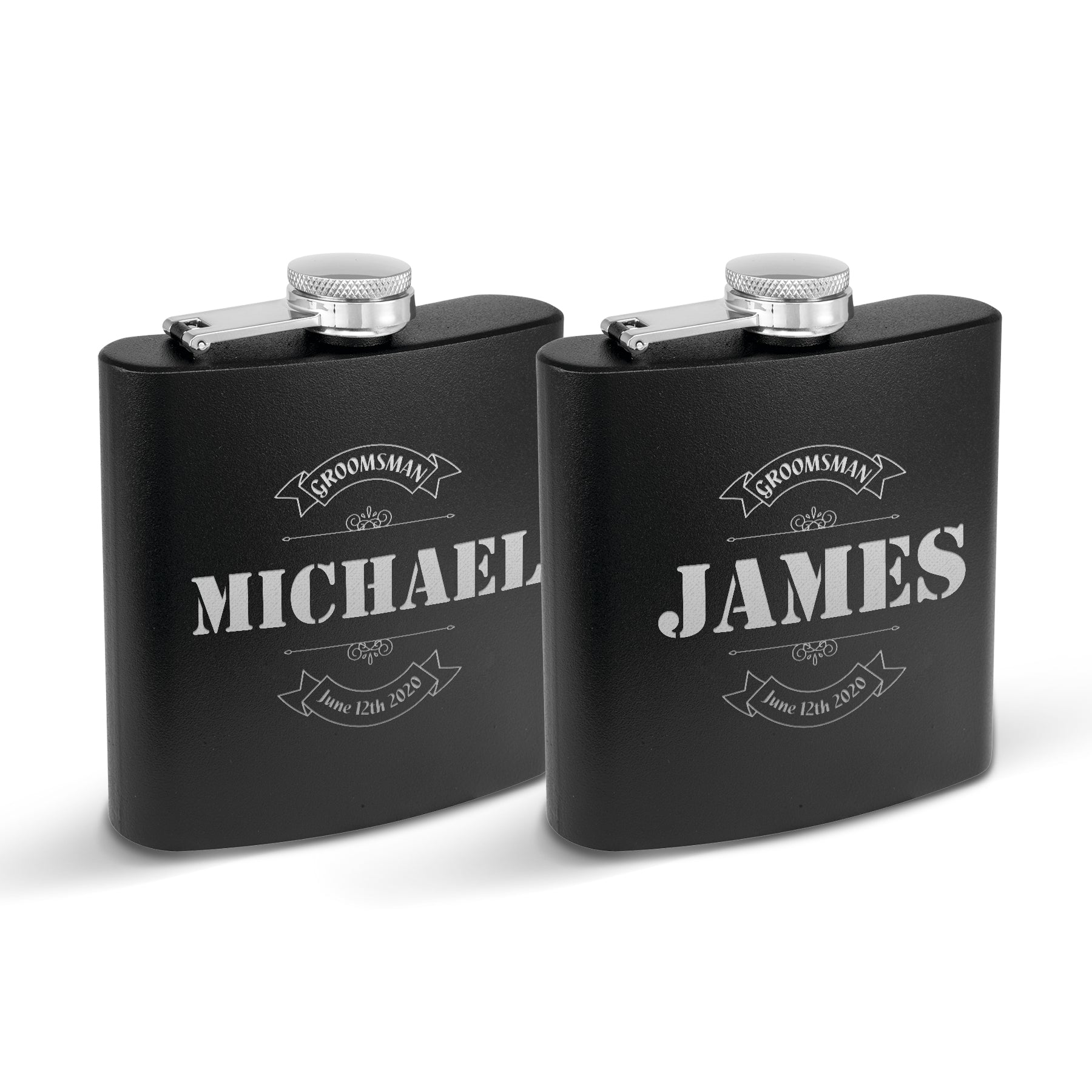 Krezy Case Set of 2 Wedding Favor Customized Flasks Set Personalized bestman groomsmen praposal Gifts, Engraved and Monogrammed Gift