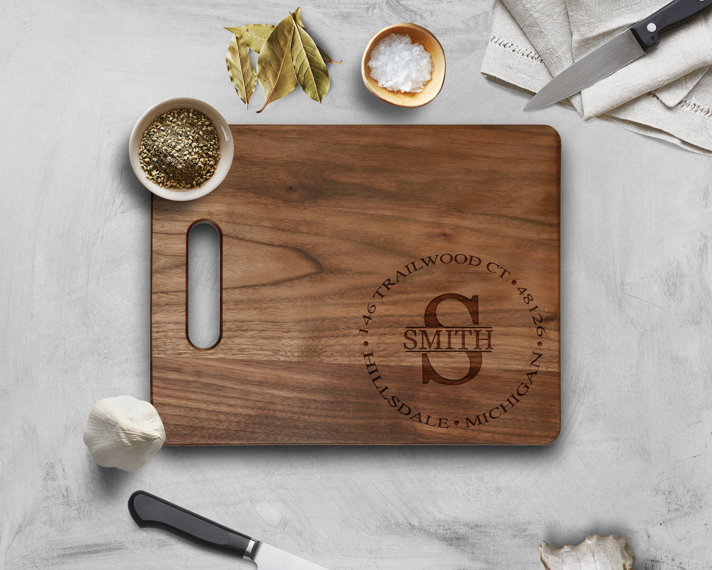 Krezy Case Walnut Cutting Board Personalized Walnut Chopping Wedding House Warming Gift engraved, 11.5x8.75 inch size