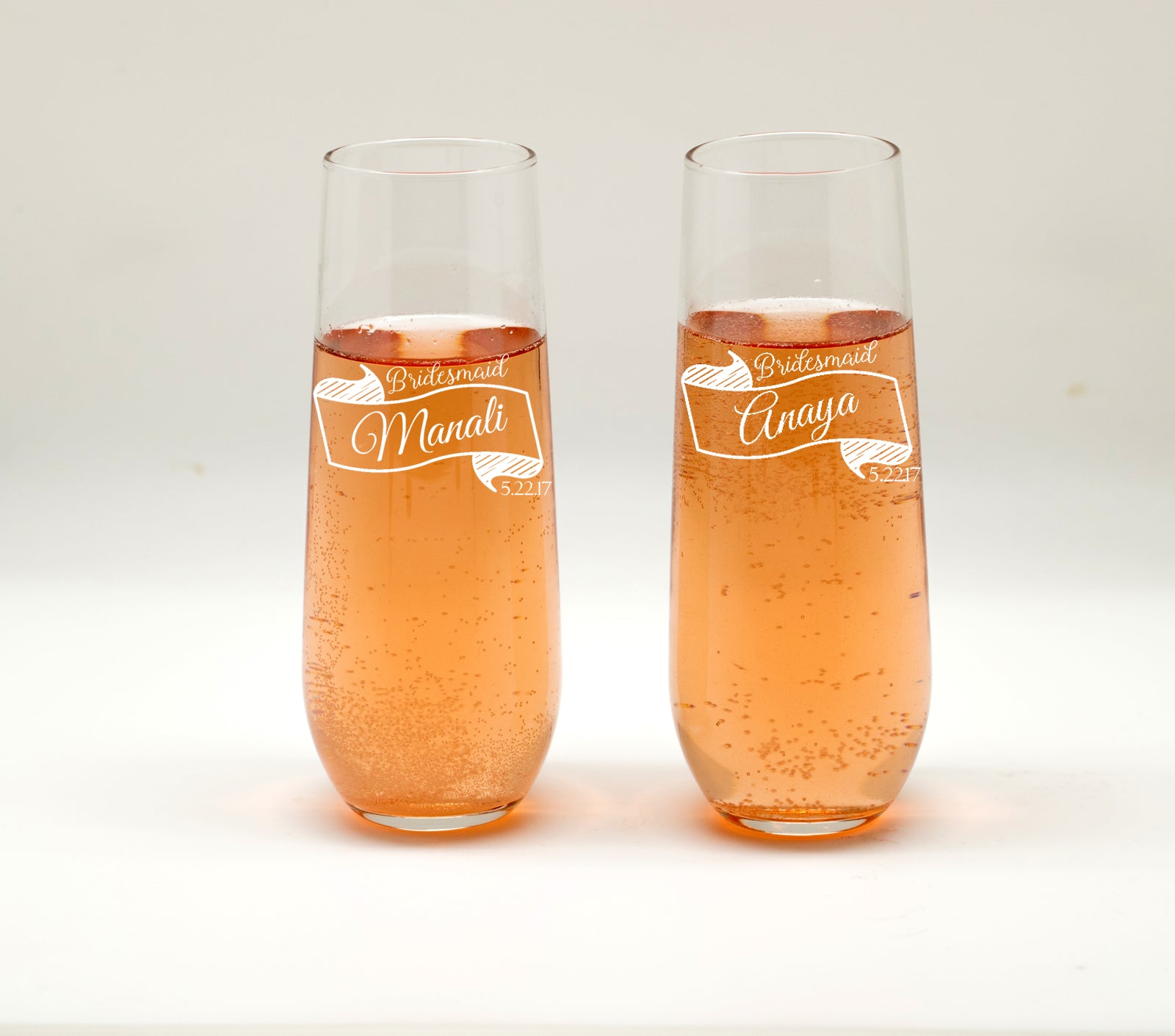 Bridesmaid Stemless Champagne Flutes