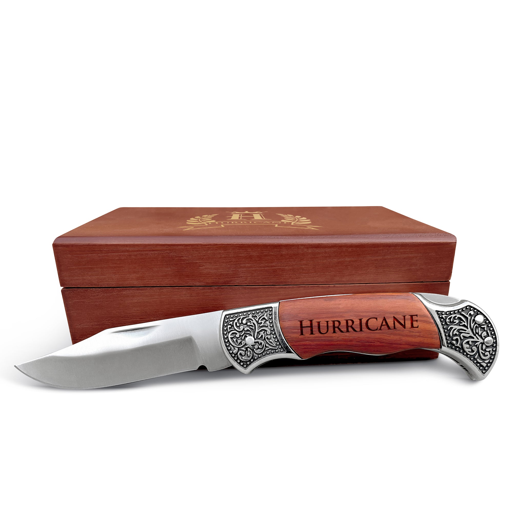 Personalized Engraved Pocket Knife With Wooden Box