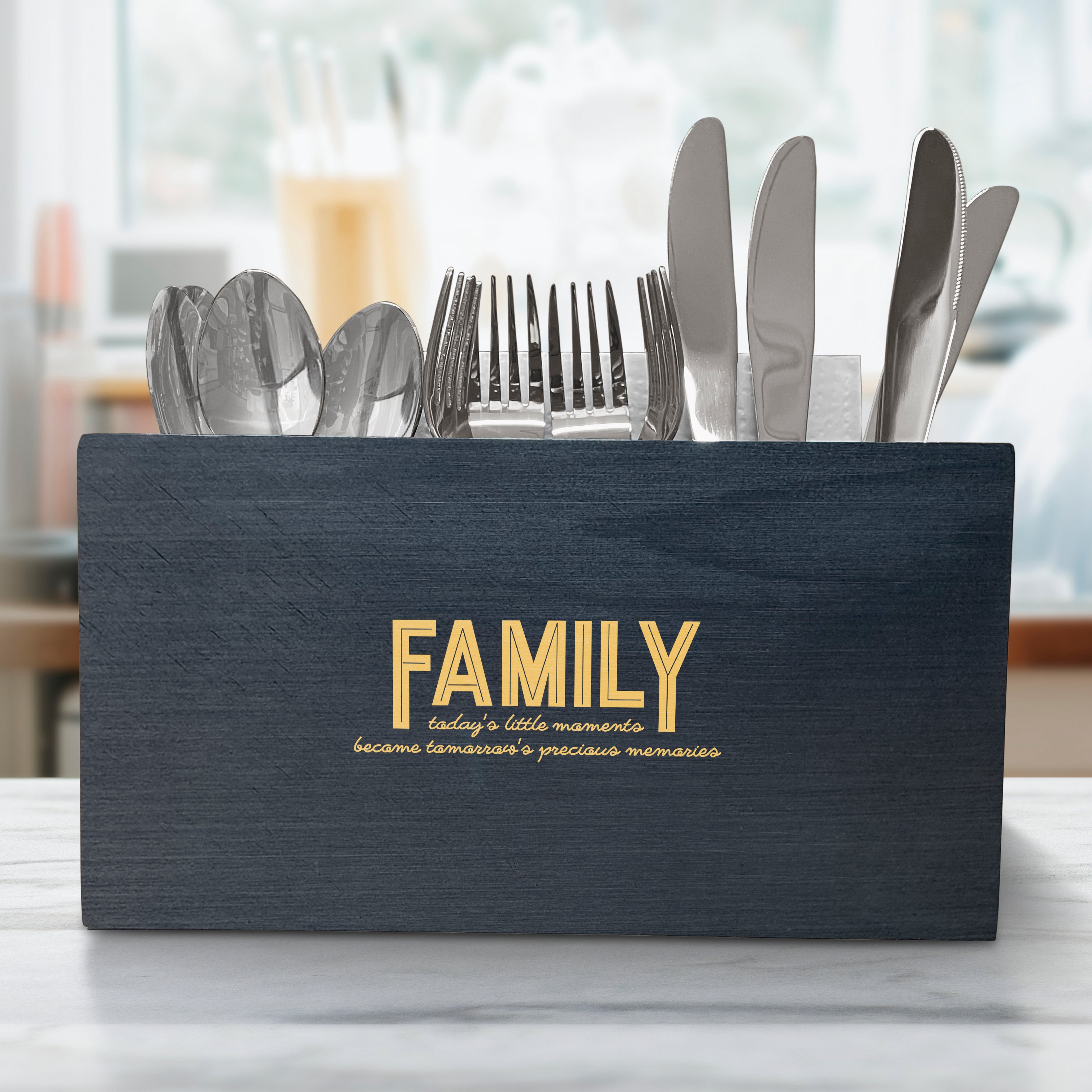 Large Utensil Flatware Organizer Box with 3 Compartments