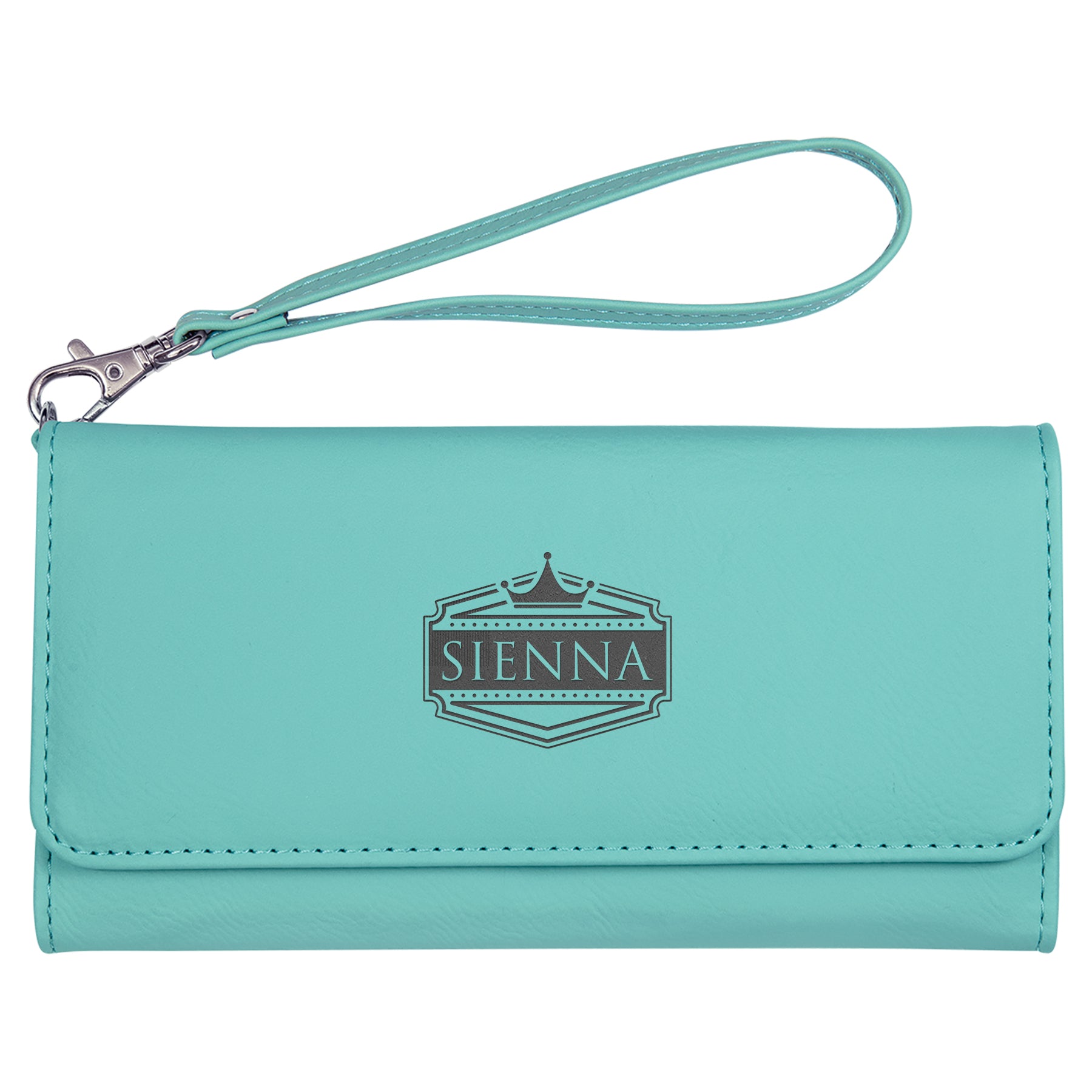 Teal Personalized Ladies Wallet, Sienna Engraved Wallet For Women, Wallet For Mother, Personalized Engraved Wallet