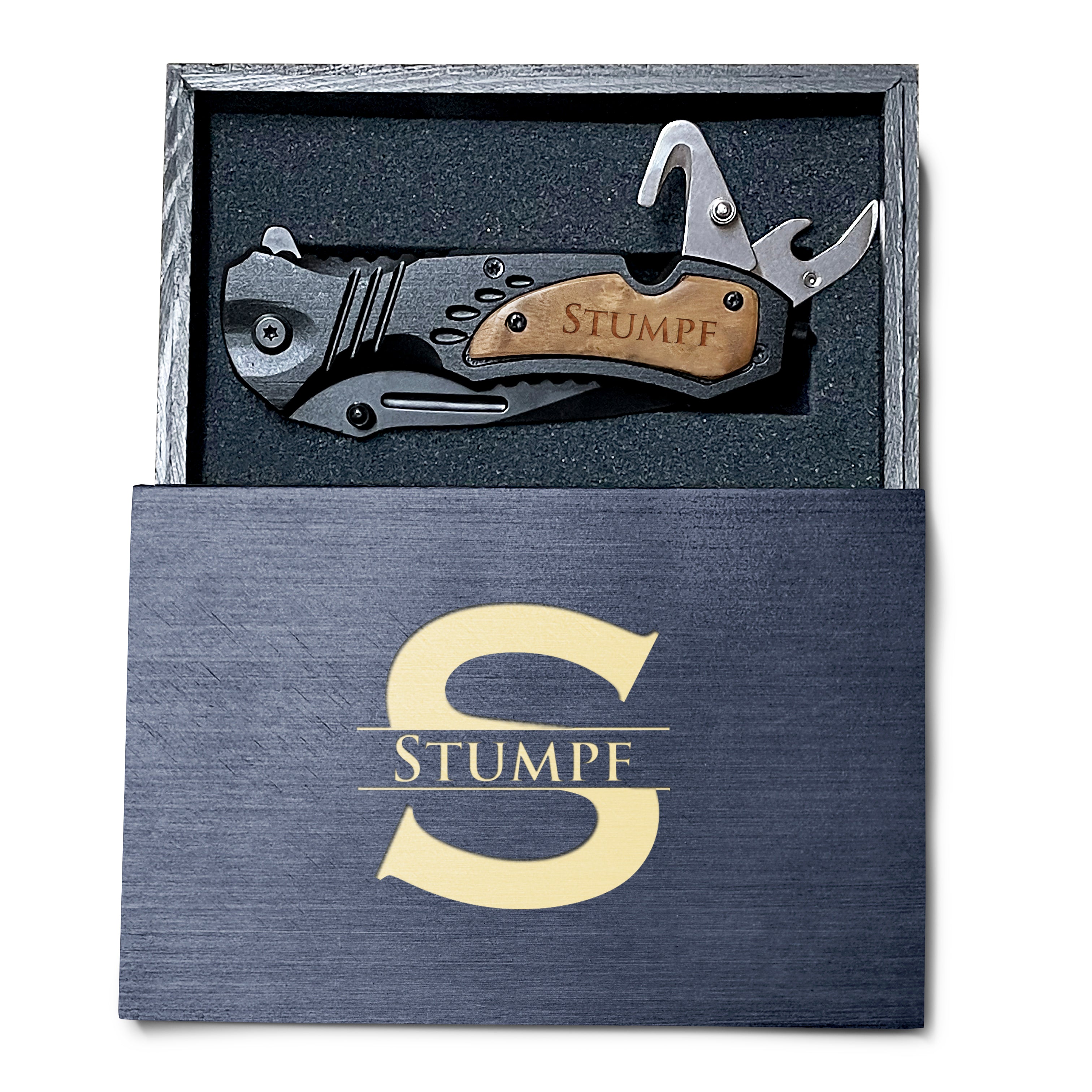 Assisted Opening Pocket Knife With Wooden Box