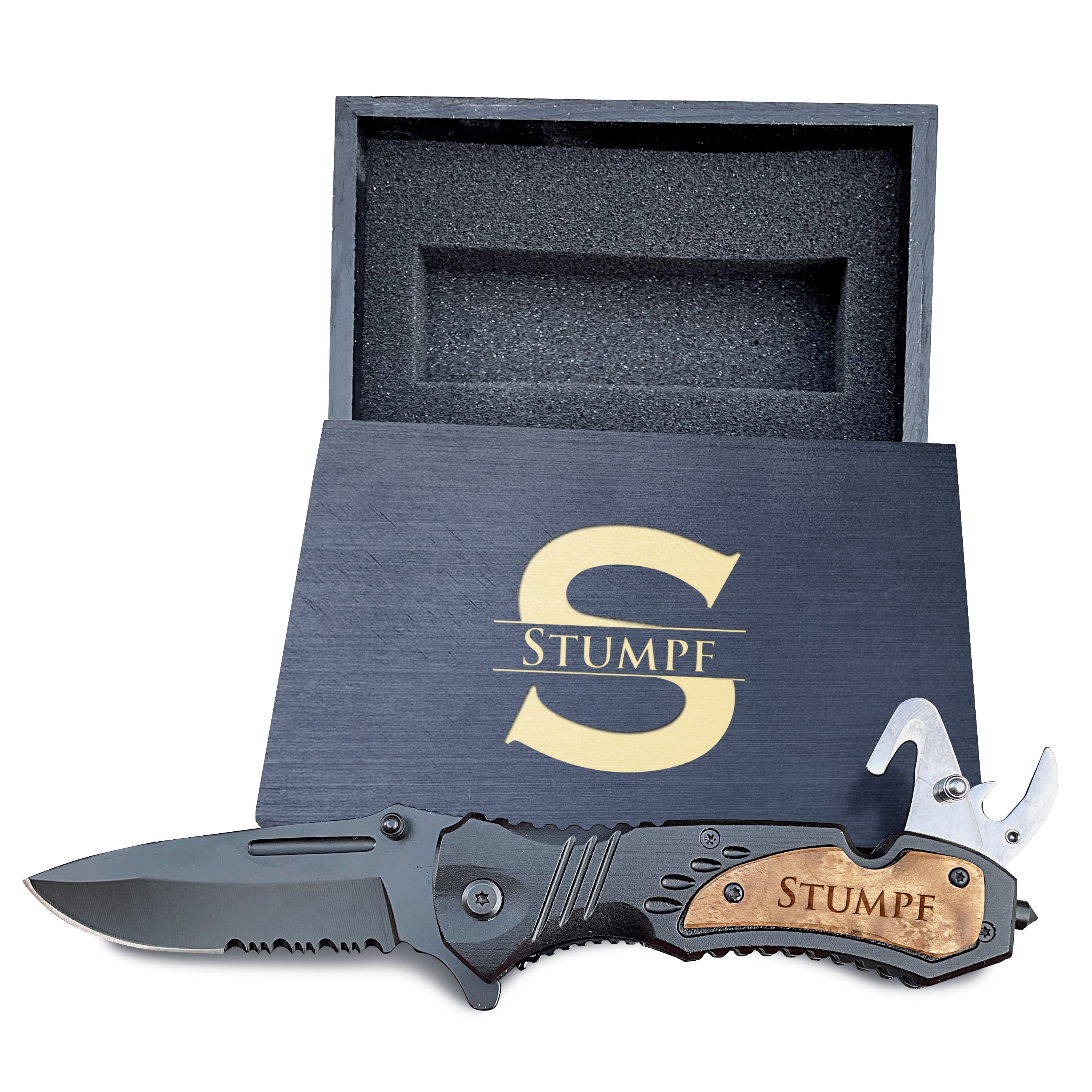 Assisted Opening Pocket Knife With Wooden Box