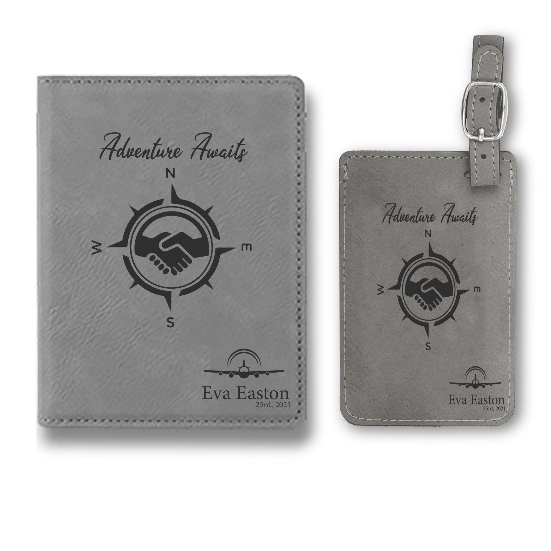 Premium Personalized Passport Cover, Passport Holder + Luggage Tag, Engraved Luggage Tag, Engraved Passport Holder Luggage Tag, Passport Cover Set, Leather Passport Cover