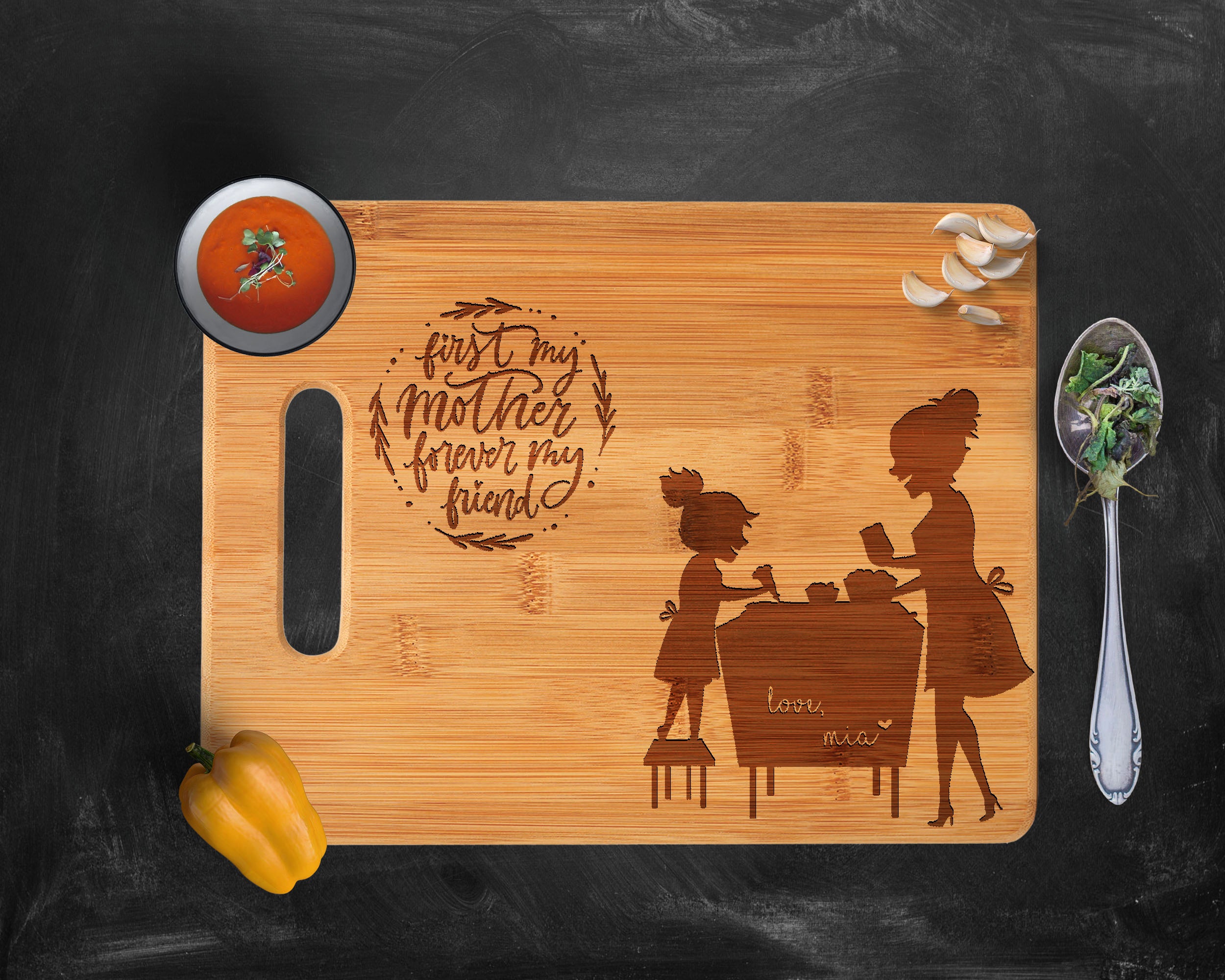 My Mom My Friend cutting Board, wood cutting board, Personalize butcher board for Mom, Customize Mother's day Gift, Cutting boards, Kitchen, Gift for wifey, Gift, Cheese Board, Engraved Cutting Board
