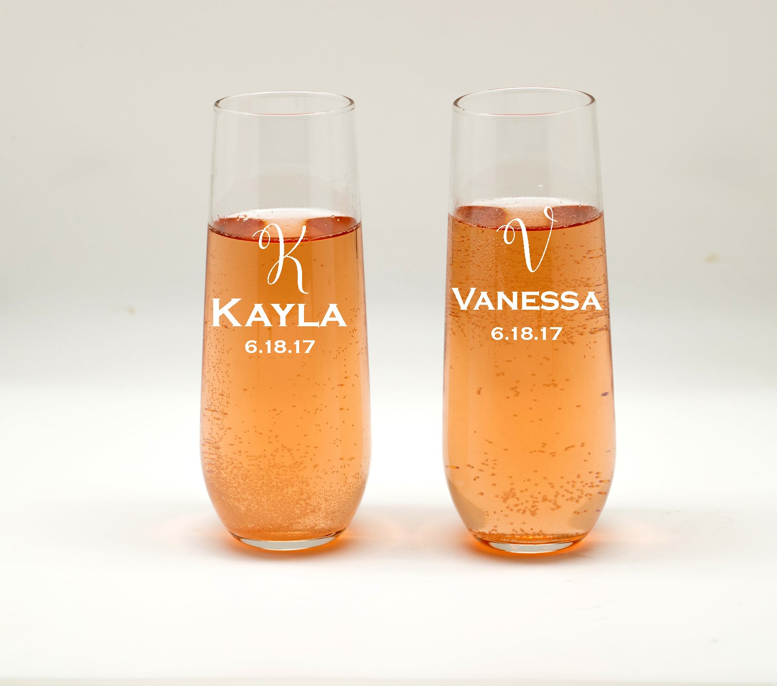 Custom Stemless Champagne Glasses