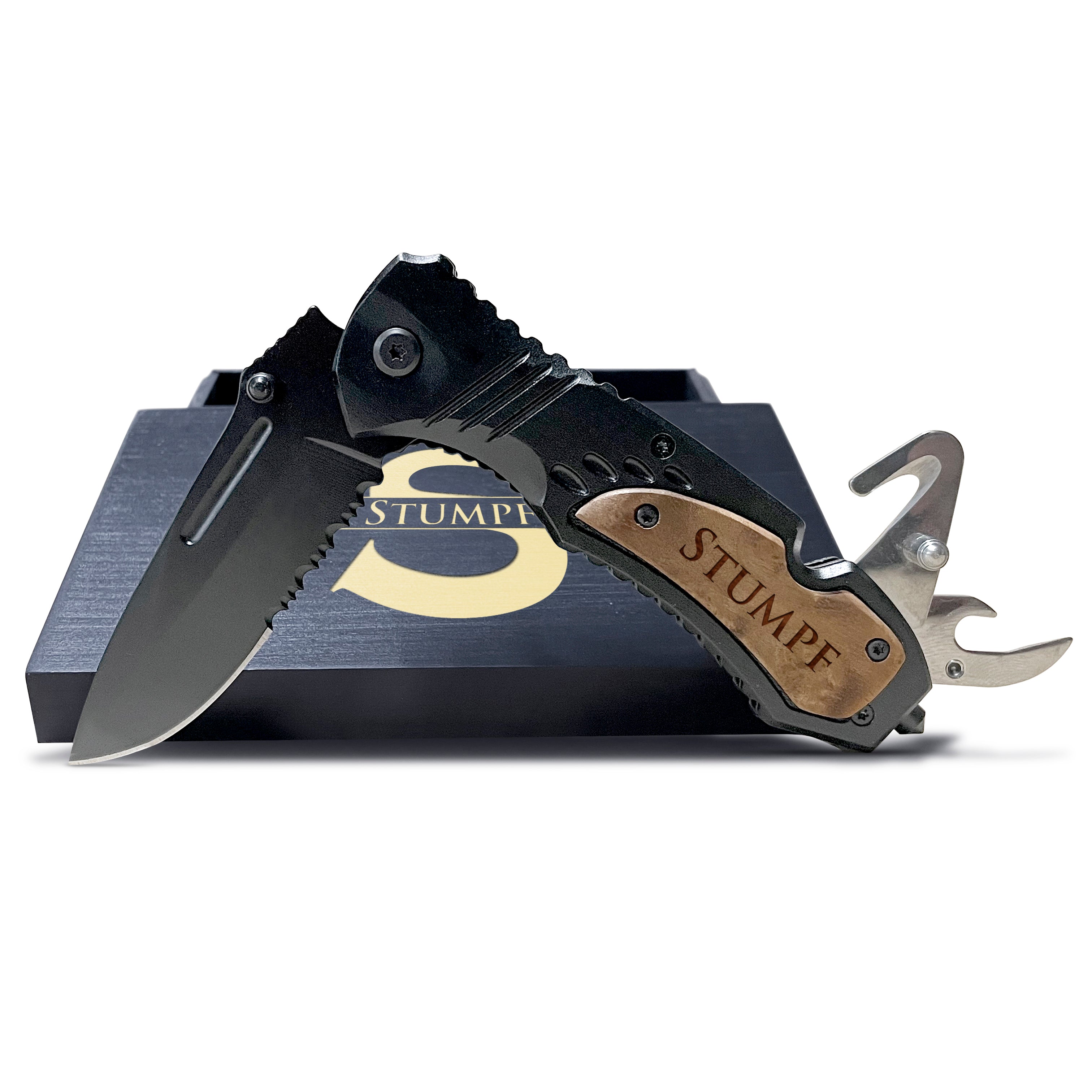 Assisted Opening Pocket Knife With Wooden Box