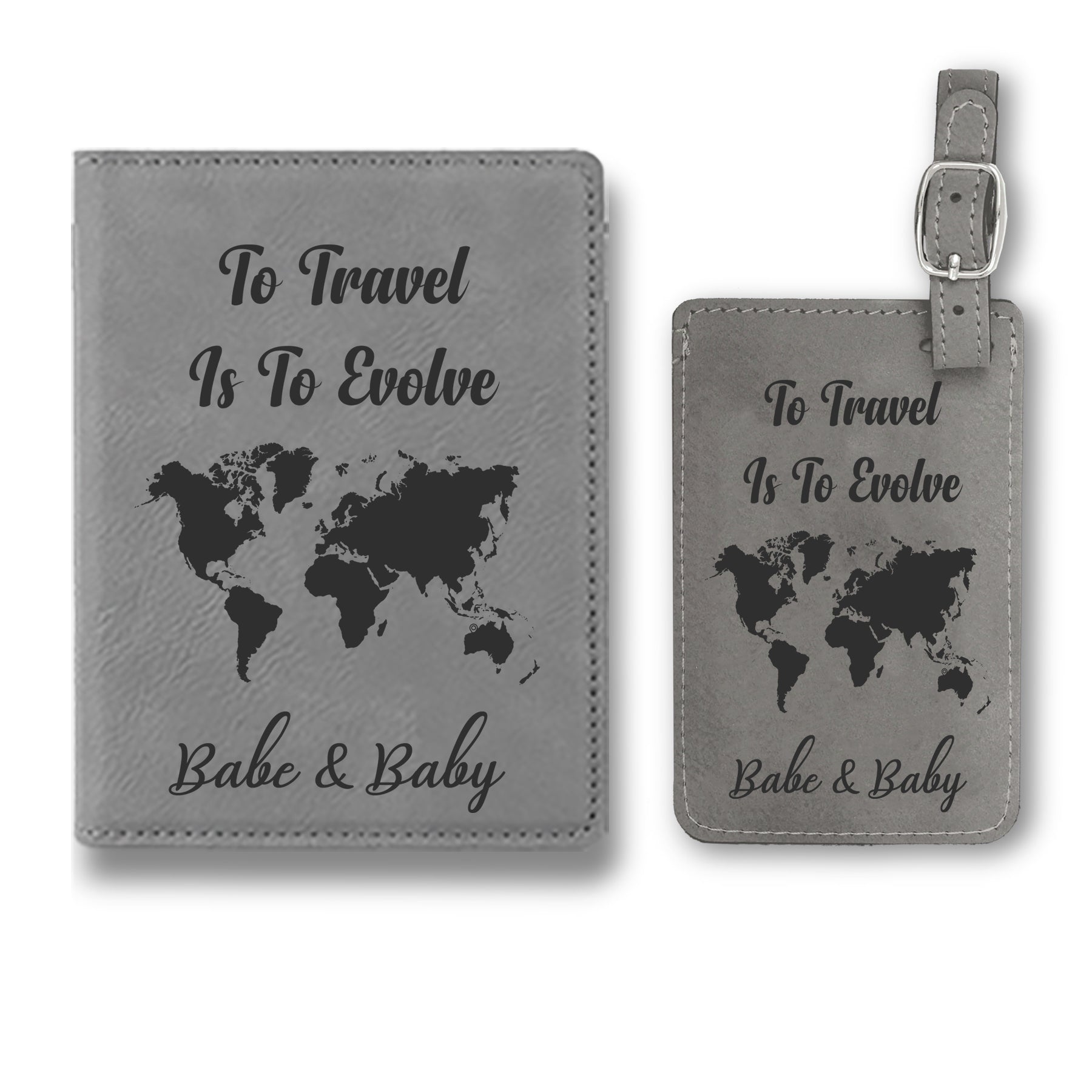Travel Quote Personalized Passport Set, Premium Leather Passport Holder Cover Case For Men and Women, Custom Passport Cover Case, Luggage Tag