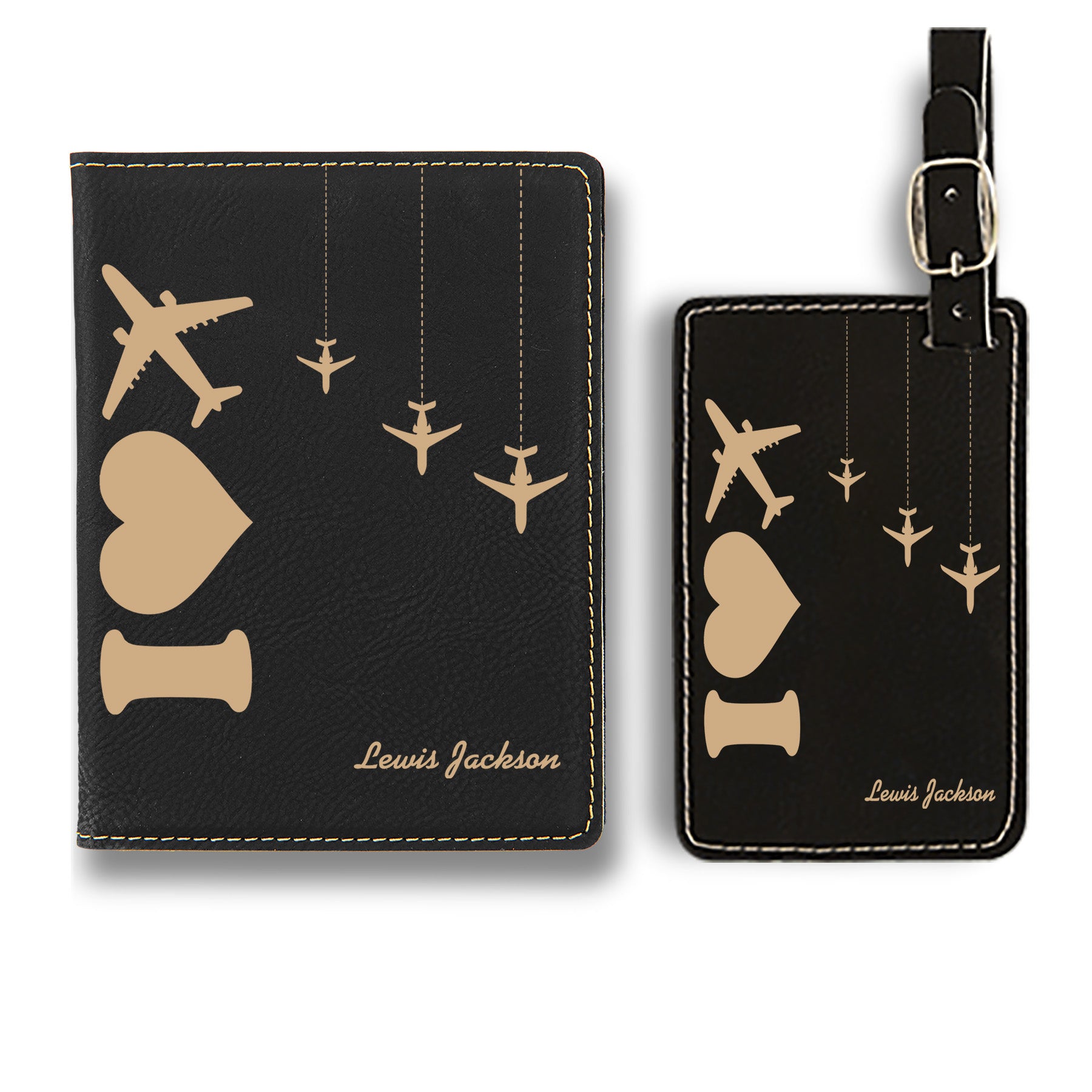 Personalized Luggage Tags, Love Engraved Quotes Passport Cover Set, Custom Passport Cover Set, Personalized Passport Cover and Luggage Tag Set