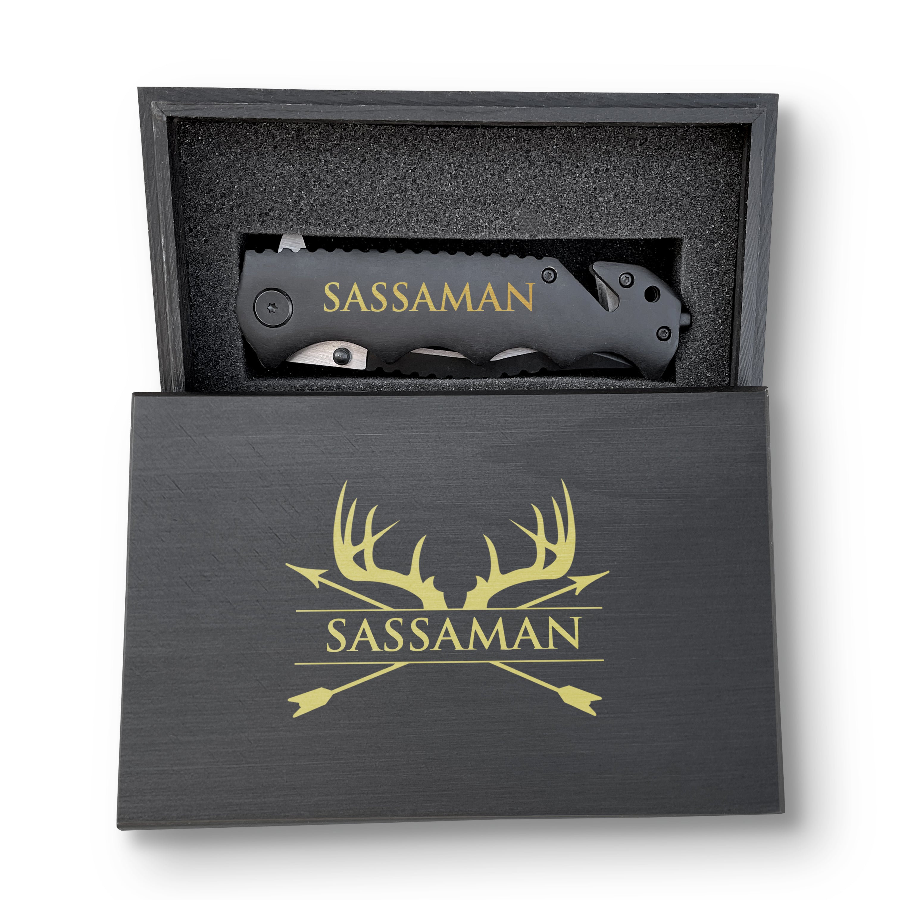 Premium Personalized Knife with Glass Breaker, Multi-Purpose Knife with Engraved Box, 'Saasaman' Engraved Customized Knife, Best Multi-Purpose Knife for Kitchen and Safety Survival