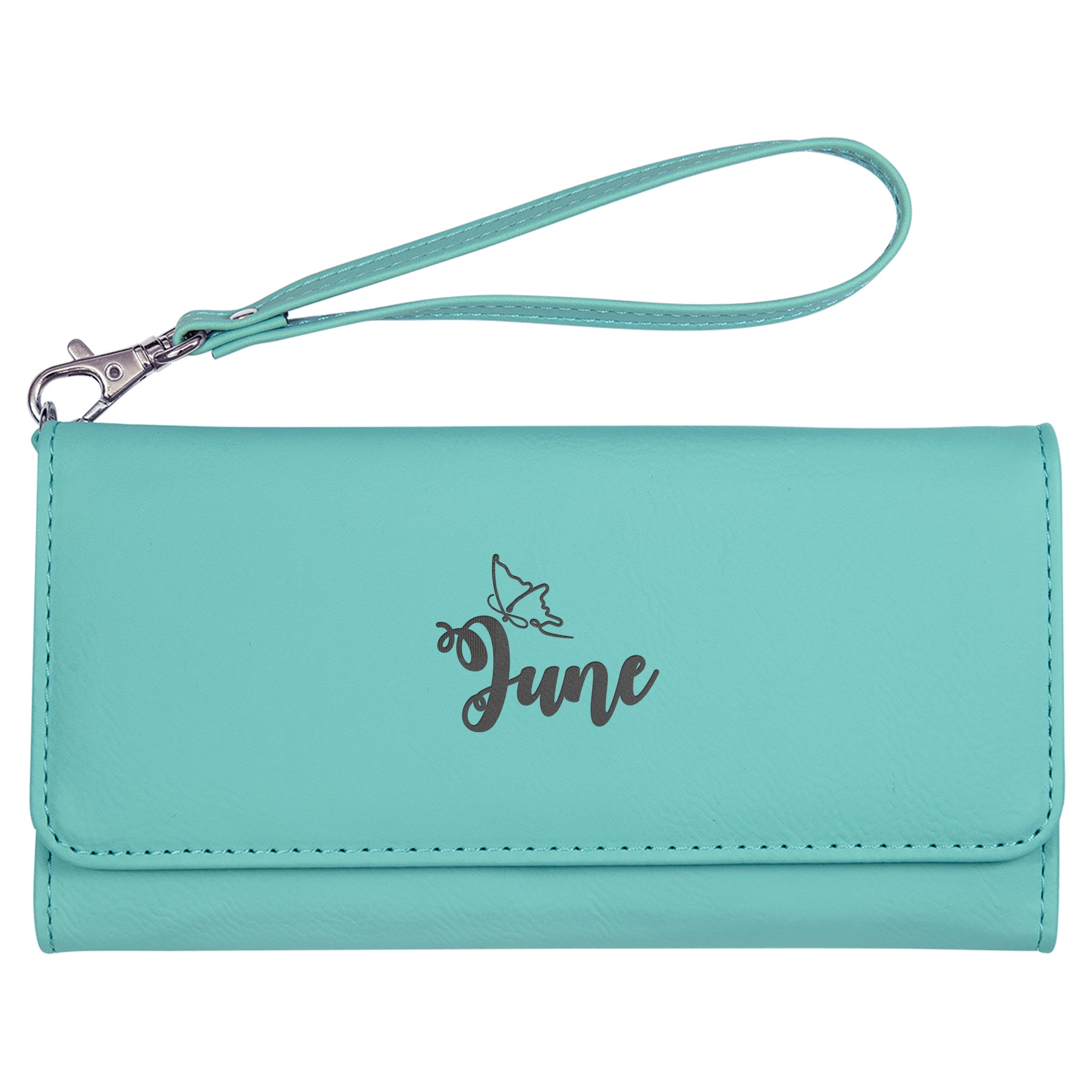 Personalized Teal Wallet For Women, Custom Wallet For Women, Engraved Ladies Purse With Card Holder
