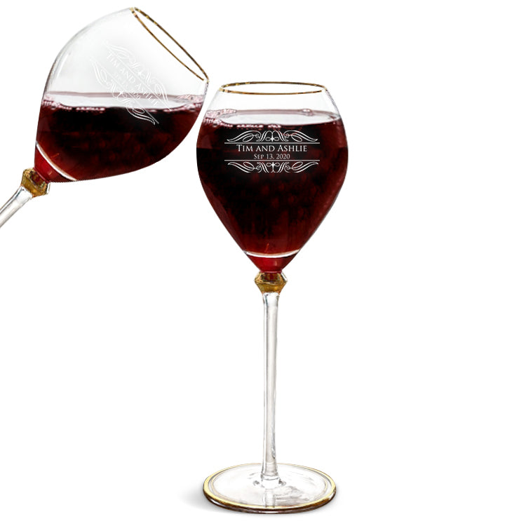 Wedding Wine Glass For Bride and Groom, Unique Design Wine Glass, Customized Wine Glass For Couple, Wedding Gift For Couple