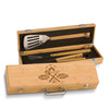 Personalized Laser Engraved Grill BBQ Gifts Set for Men, Dad, Father, Him - Barbecue Grilling Set with Grill Fork, Spatula and Tongs