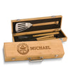 Personalized Laser Engraved Grill BBQ Gifts Set for Men, Dad, Father, Him - Barbecue Grilling Set with Grill Fork, Spatula and Tongs