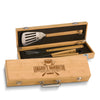 Personalized Laser Engraved Grill BBQ Gifts Set for Men, Dad, Father, Him - Barbecue Grilling Set with Grill Fork, Spatula and Tongs